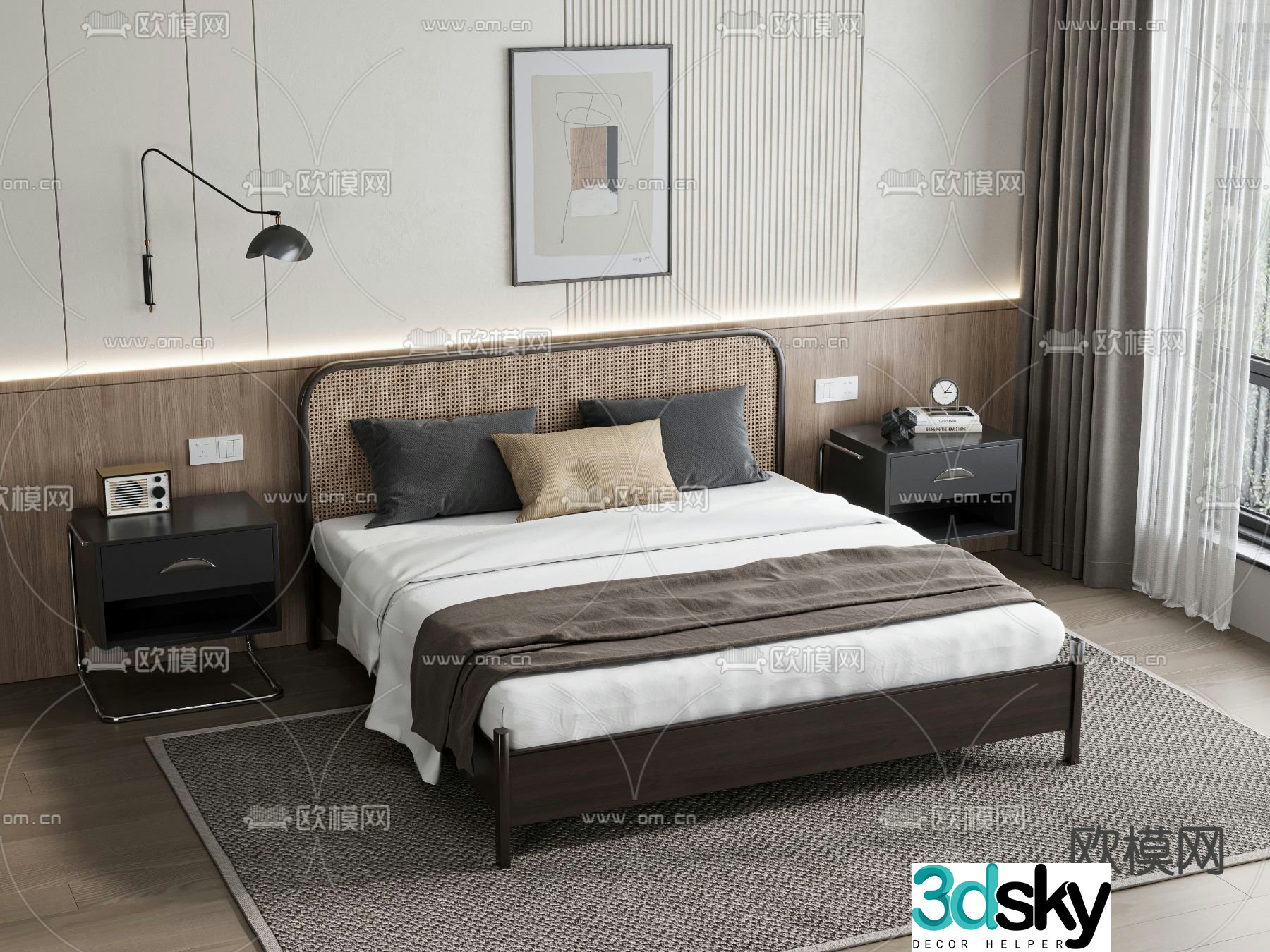 Modern double bed 3d model