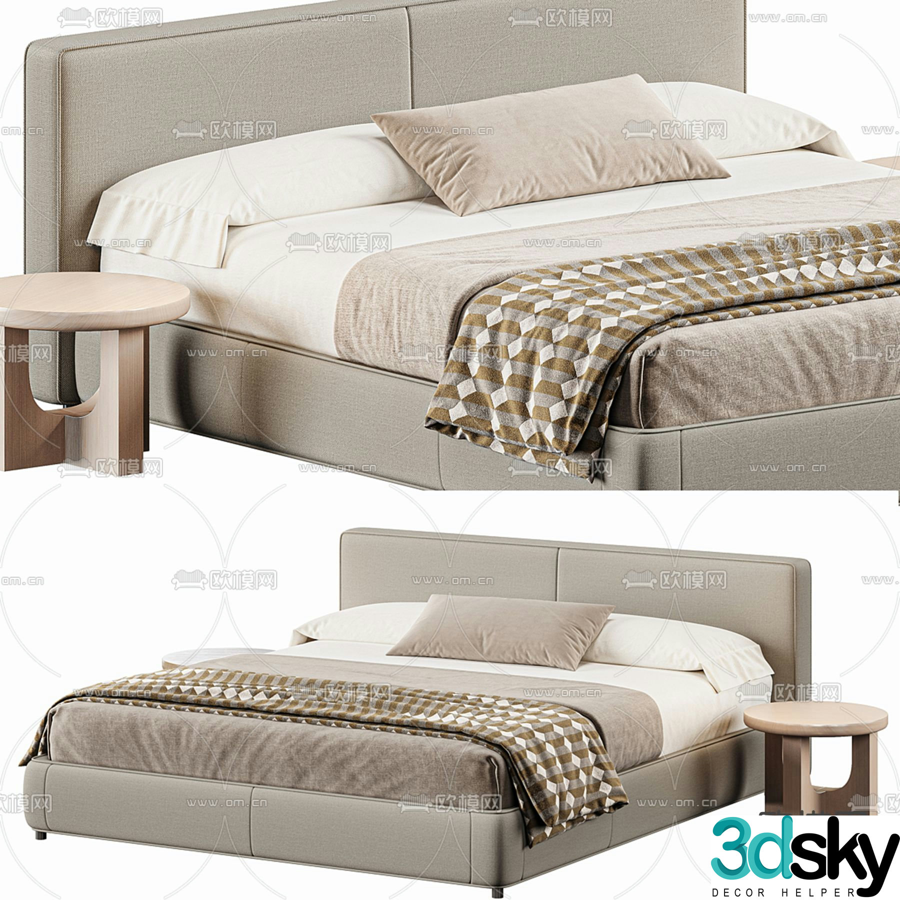 Modern double bed 3d model