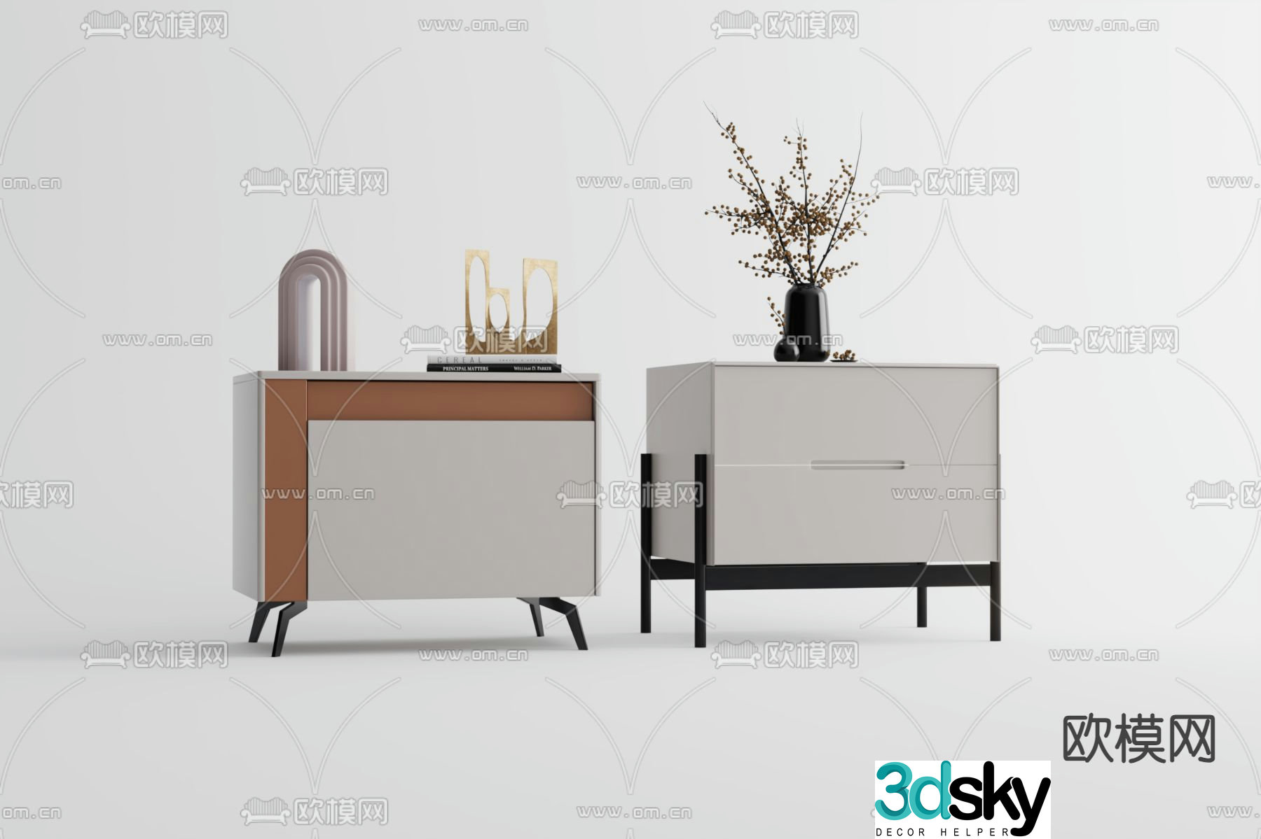 Modern bedside table 3d model