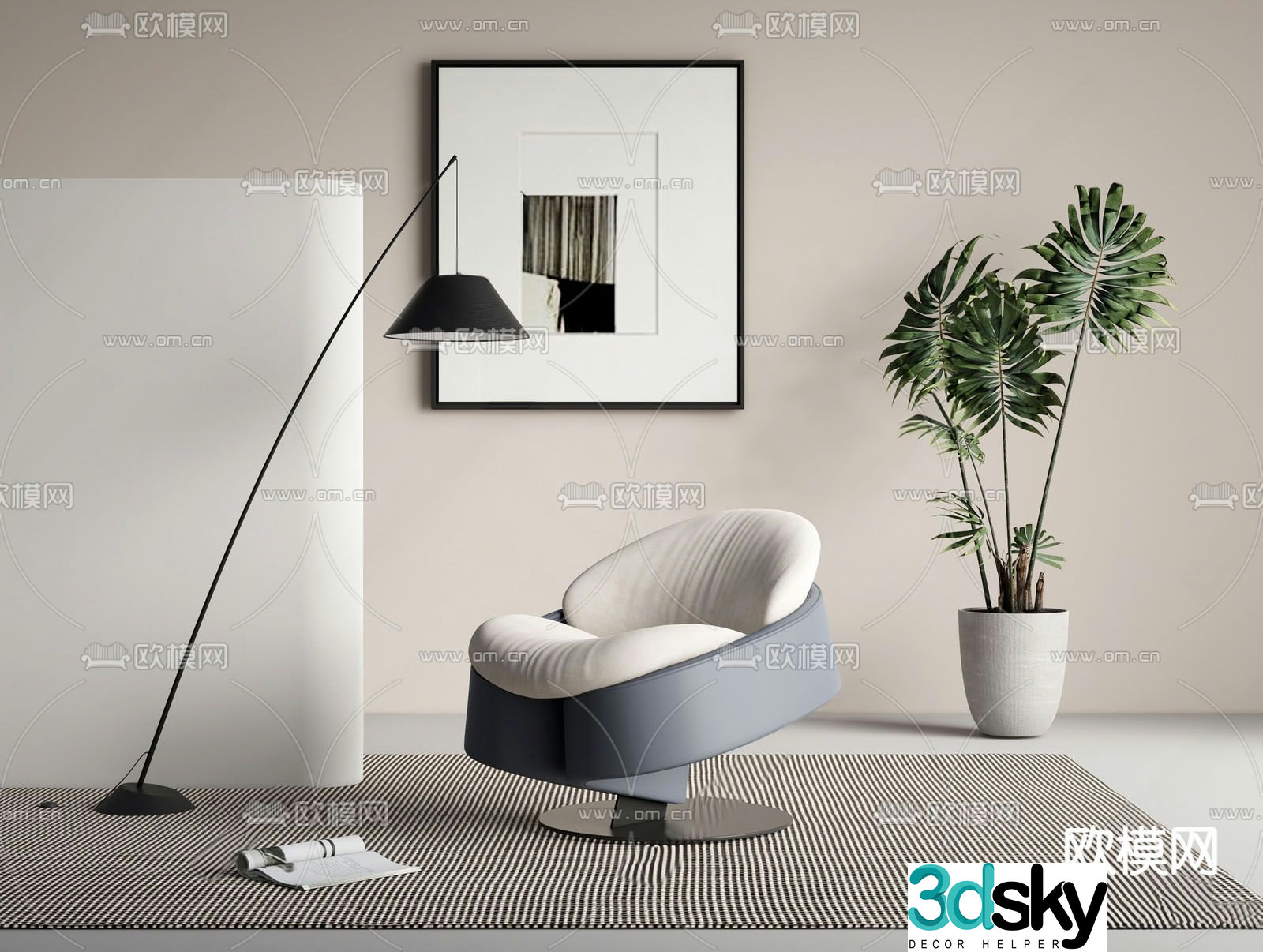 Modern sofa chair leisure chair 3d model