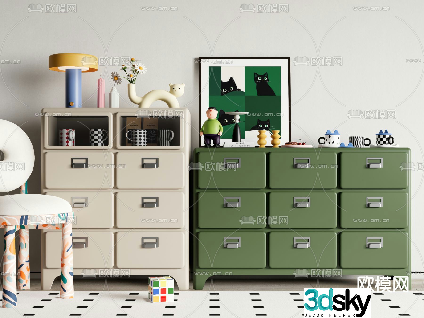 Dulton side cabinet chest of drawers 3d model