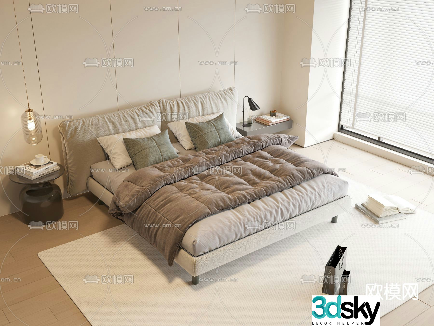 Modern double bed 3d model