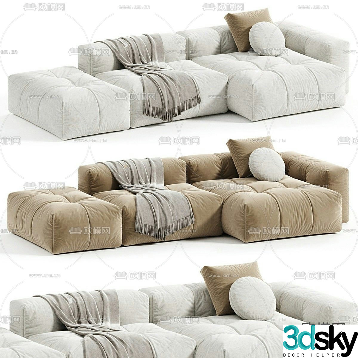 Multi-person sofa corner sofa 3d model