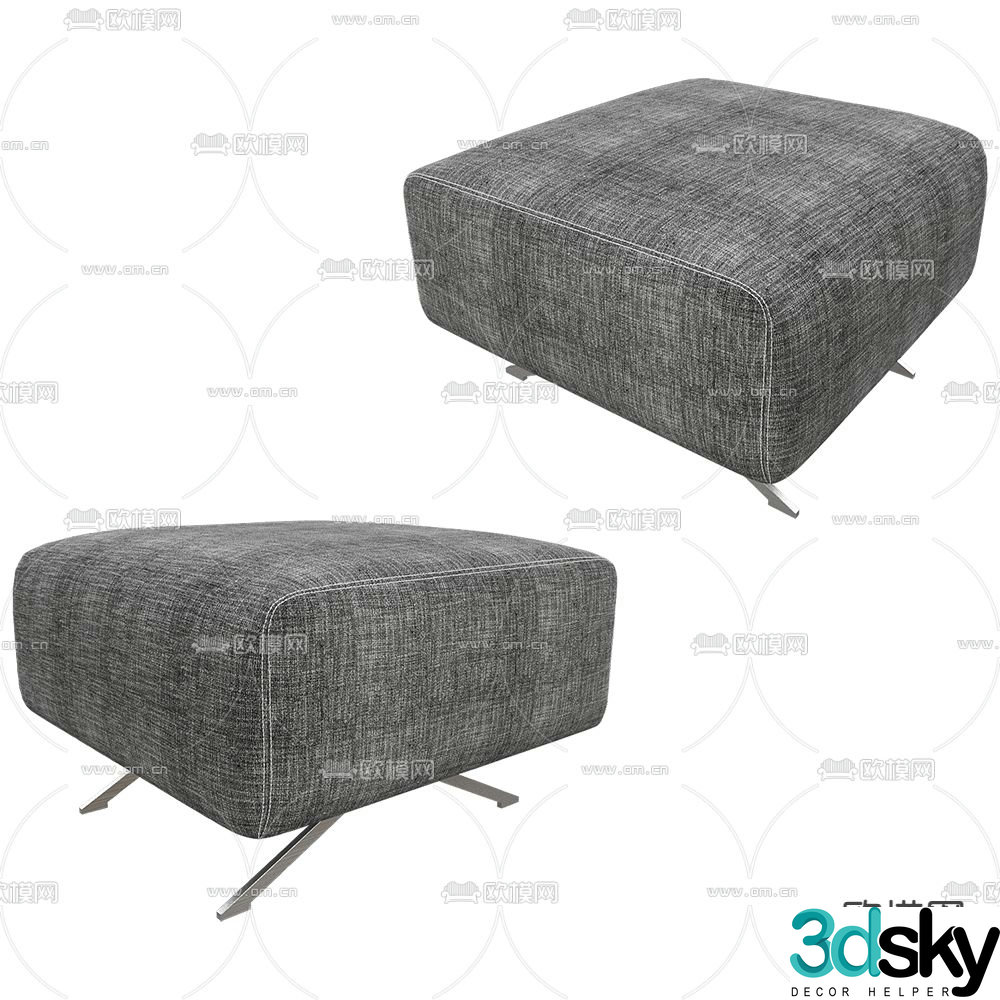 SCAPPINI low stool sofa stool 3d model