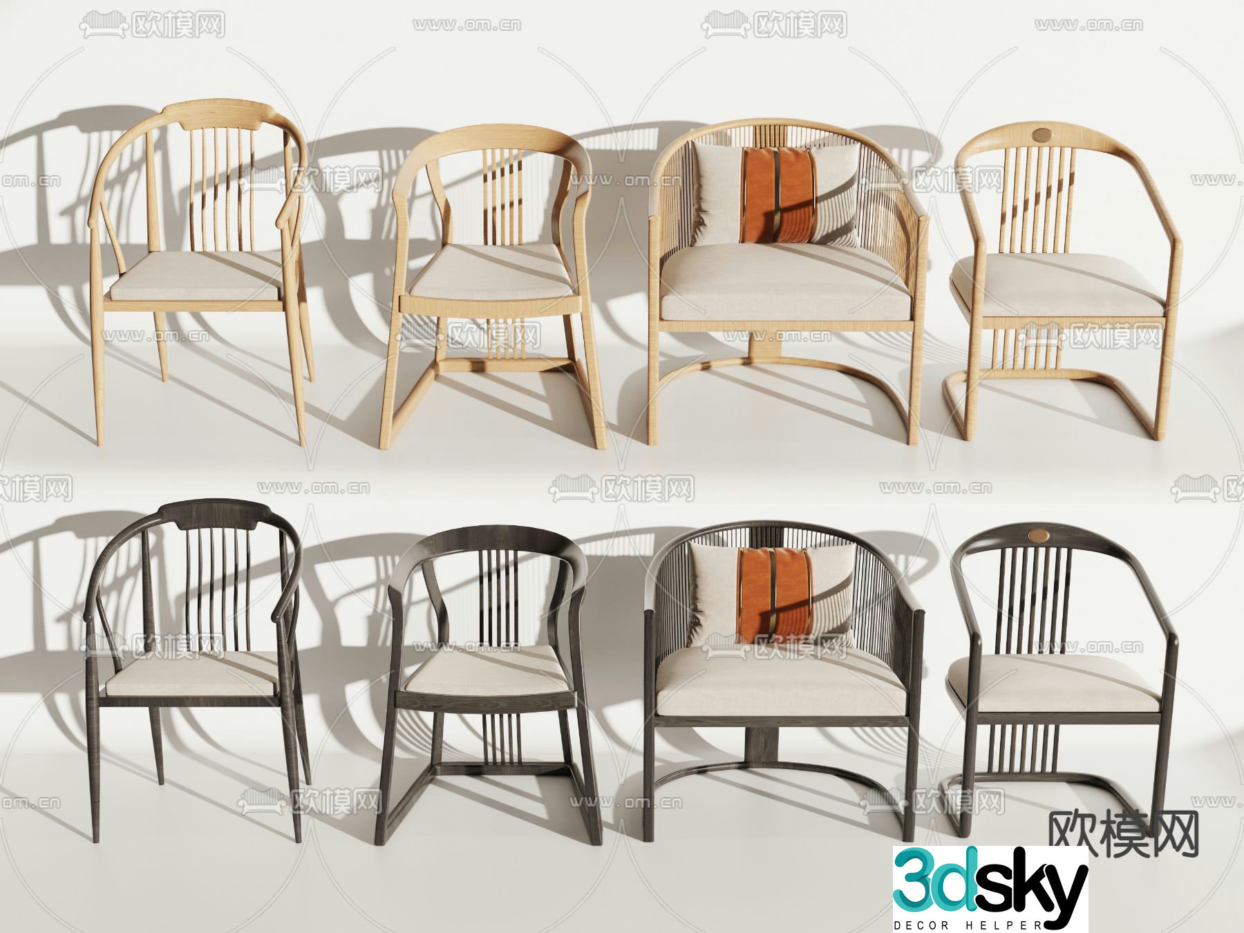 New Chinese style chair armchair 3d model