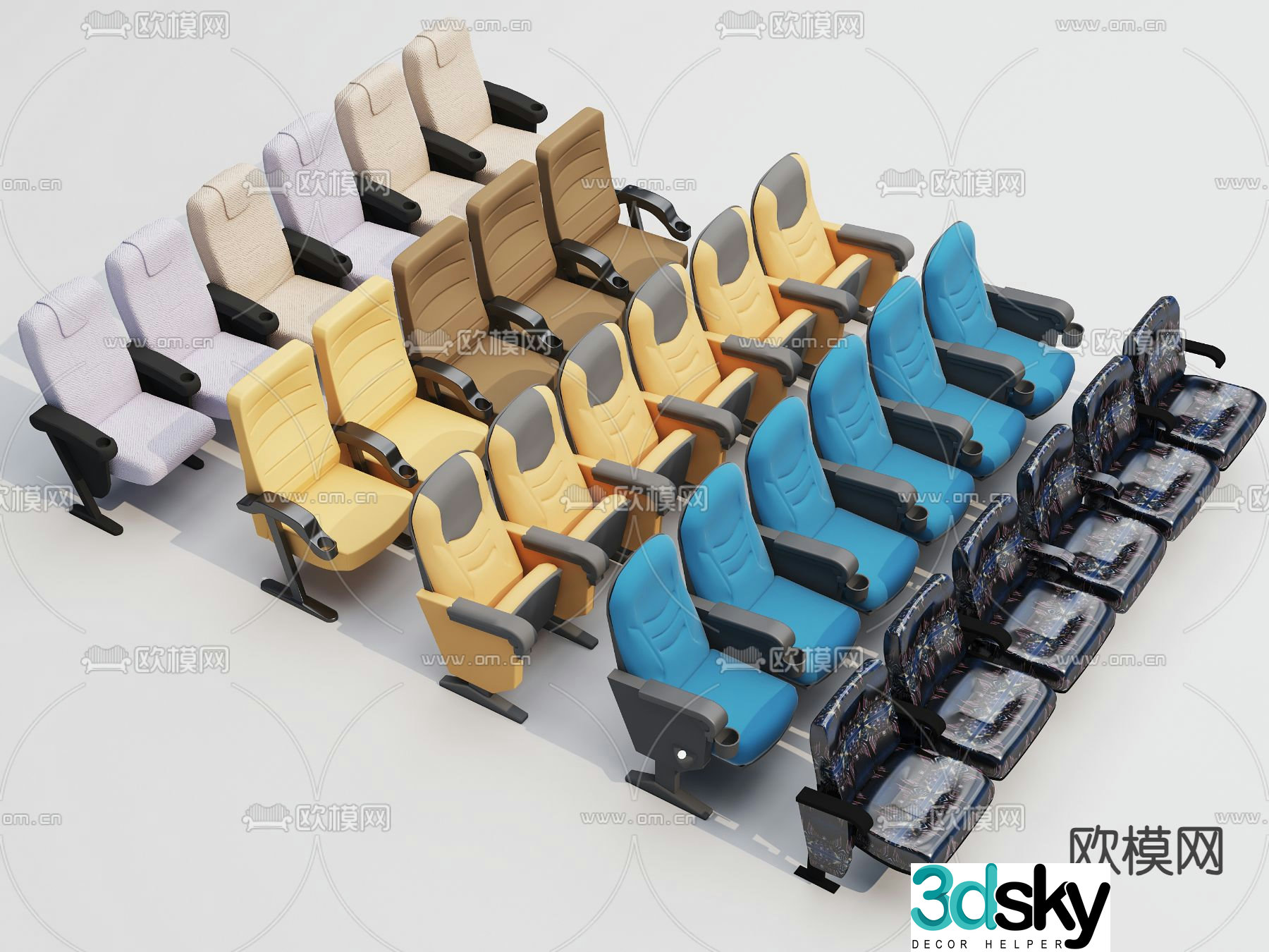 Cinema seats row seats 3d model