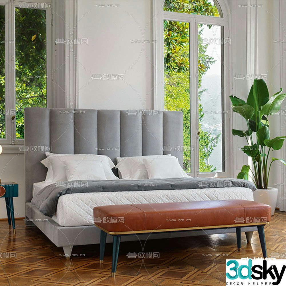 SCAPPINI modern double bed 3d model
