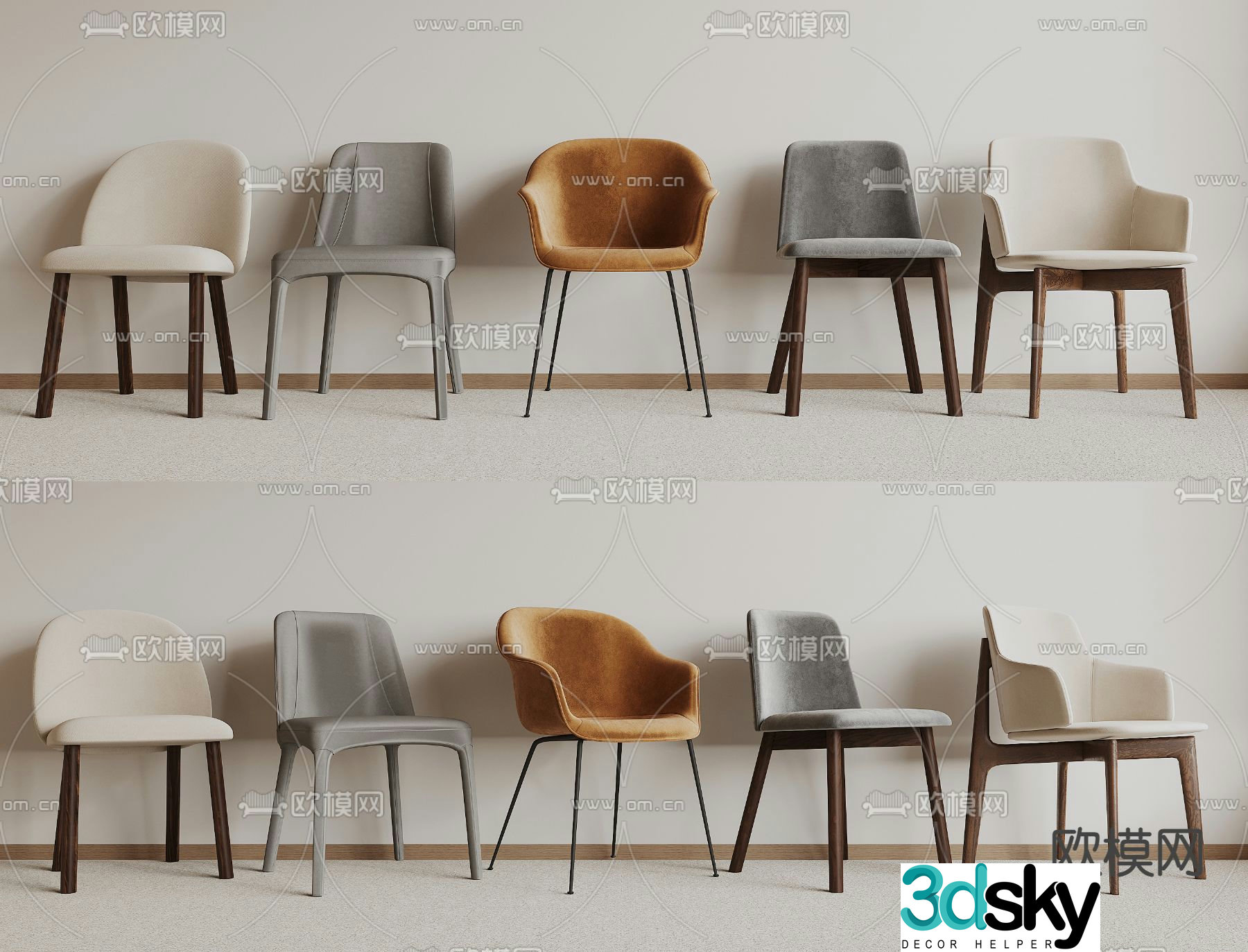 Wabi-sabi chair dining chair 3d model