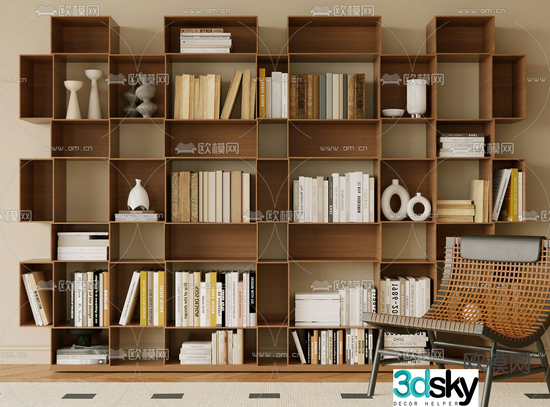 Wasabi Bookcase Showcase 3D Model