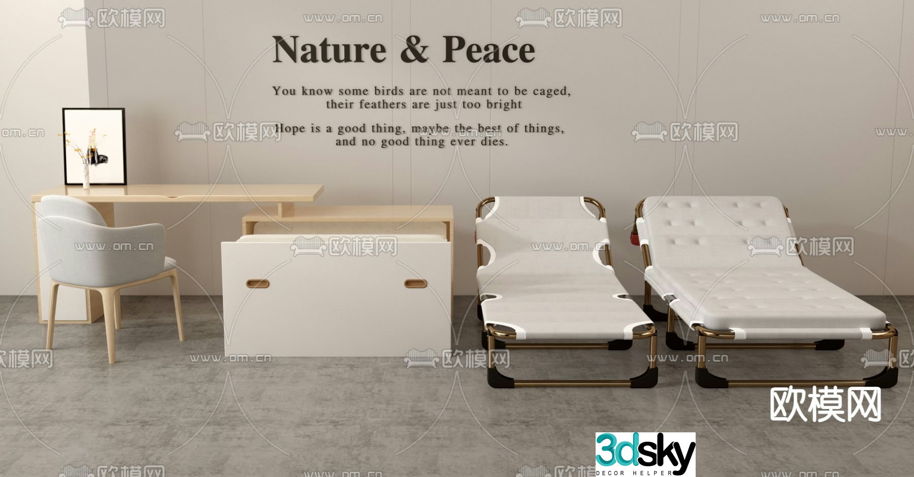 Office rest bed folding bed single bed 3d model