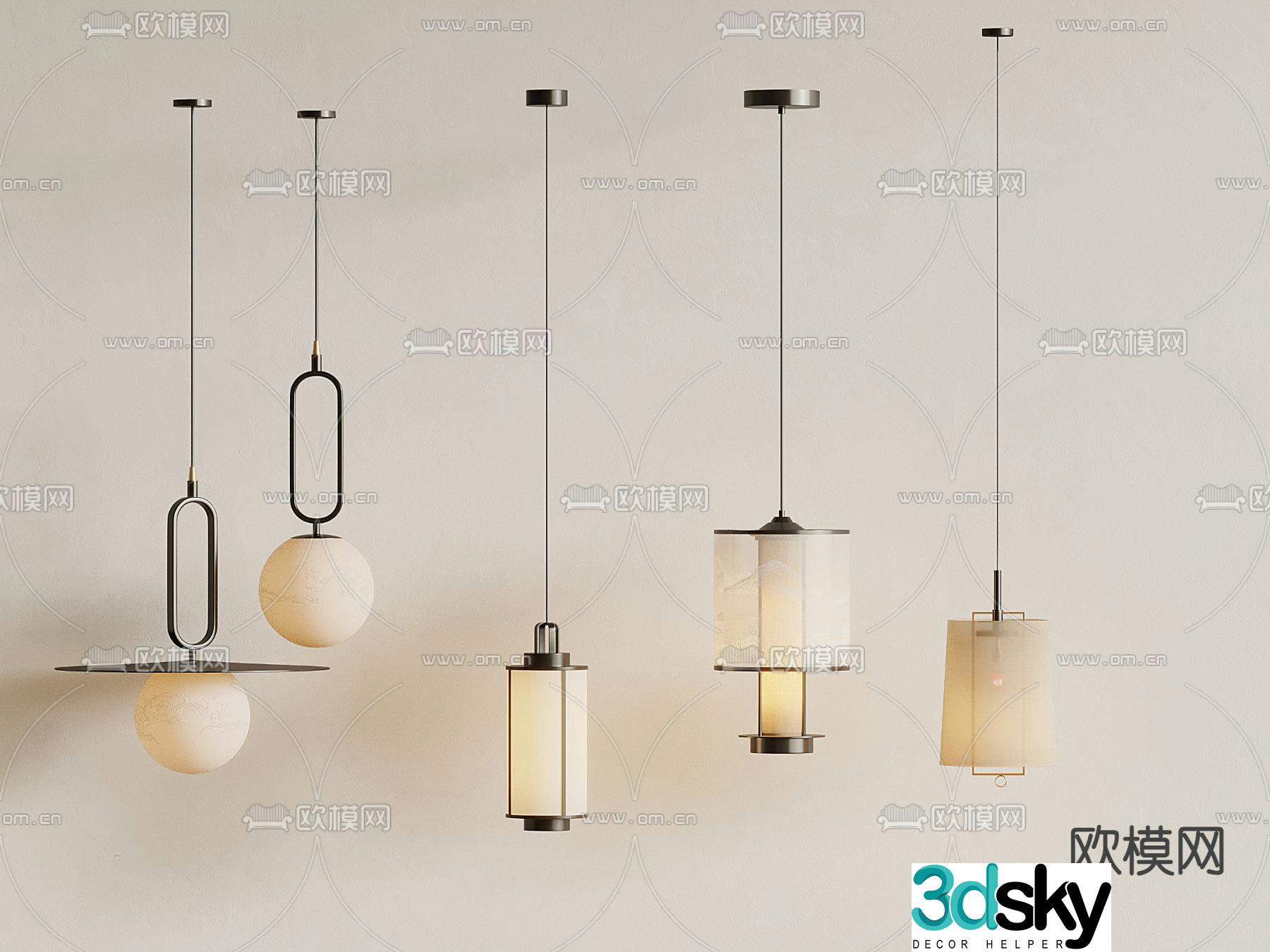 New Chinese style small chandelier 3d model