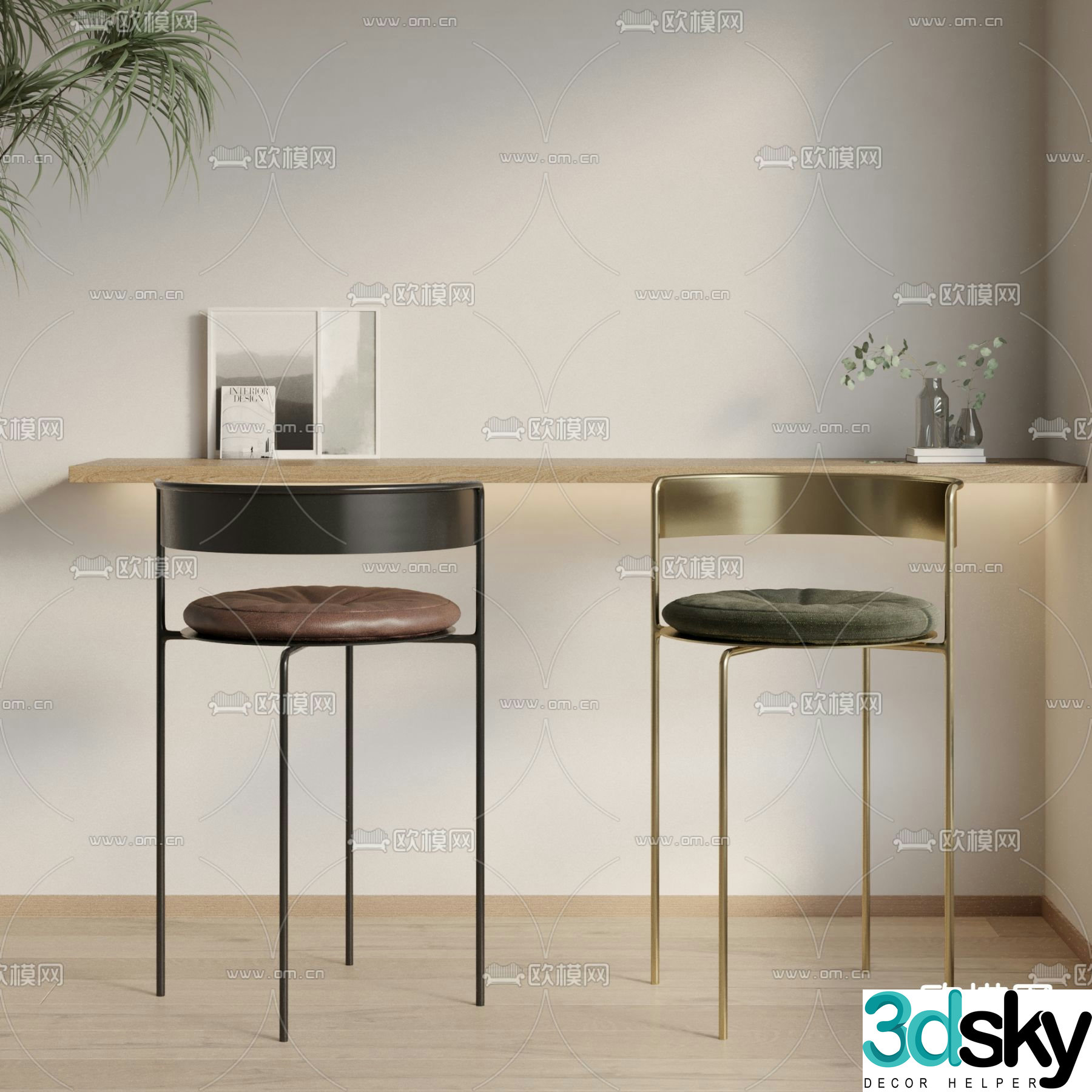 bar stool bar stool high stool 3d model