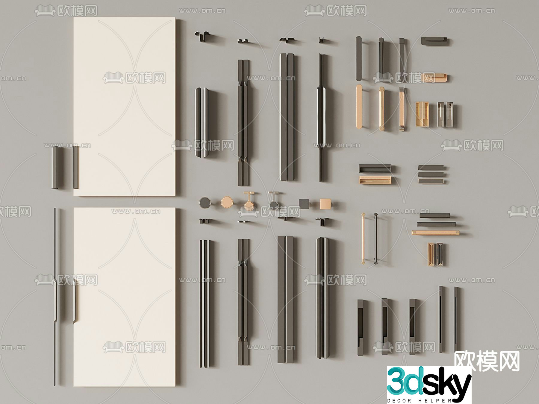 Door handle handle cabinet door panel 3d model