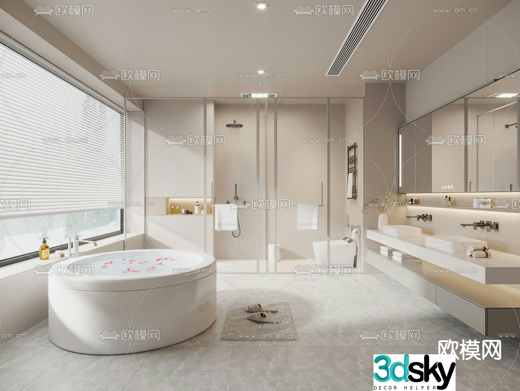 Creamy bathroom bathroom restroom 3d model