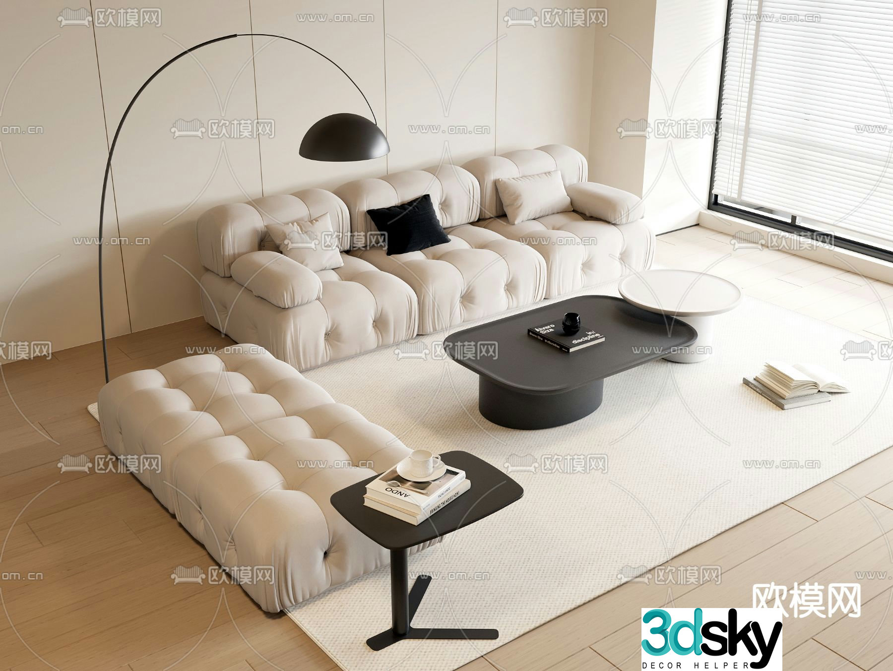 Cream style modular sofa 3d model