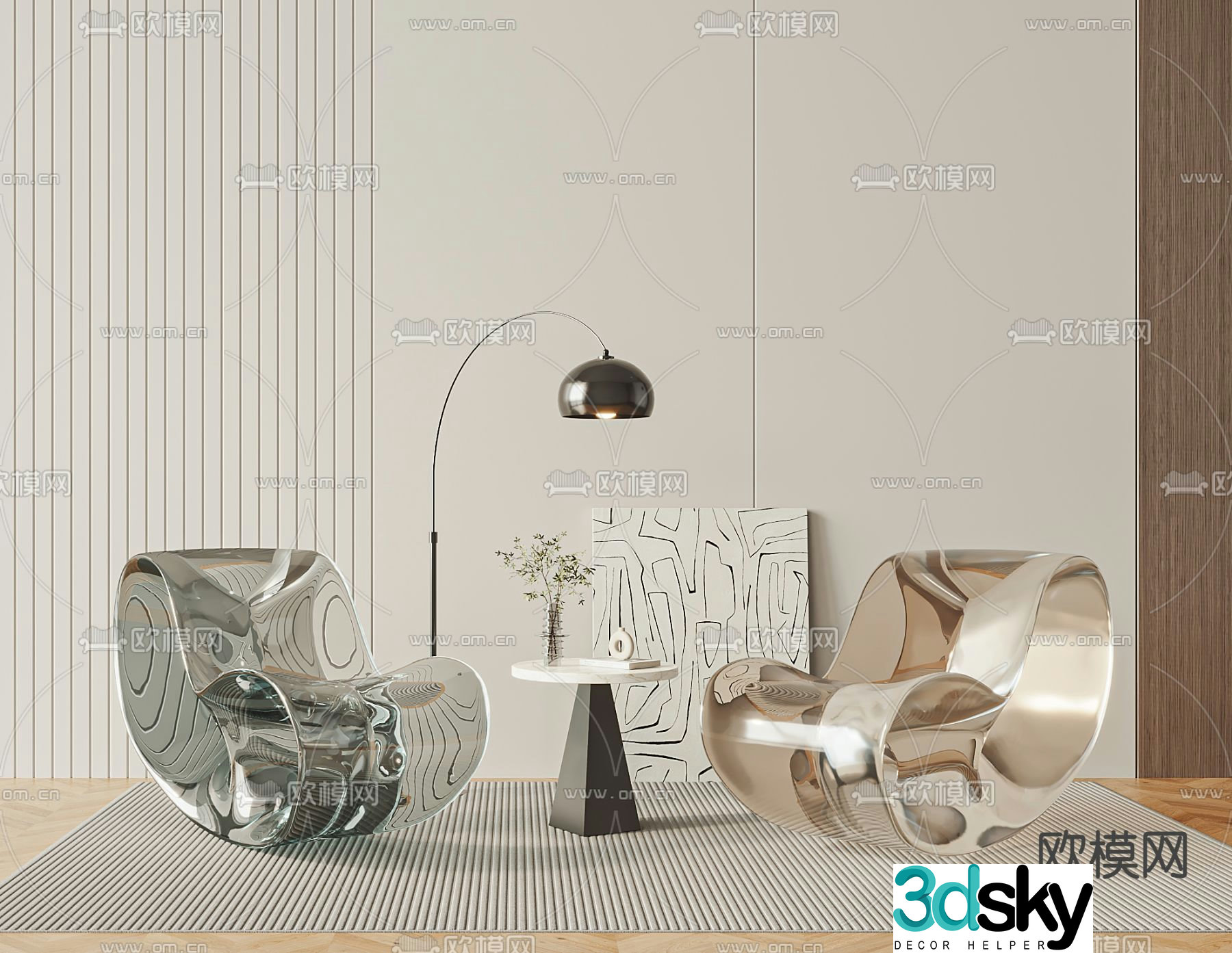 Transparent sofa single sofa leisure sofa 3d model