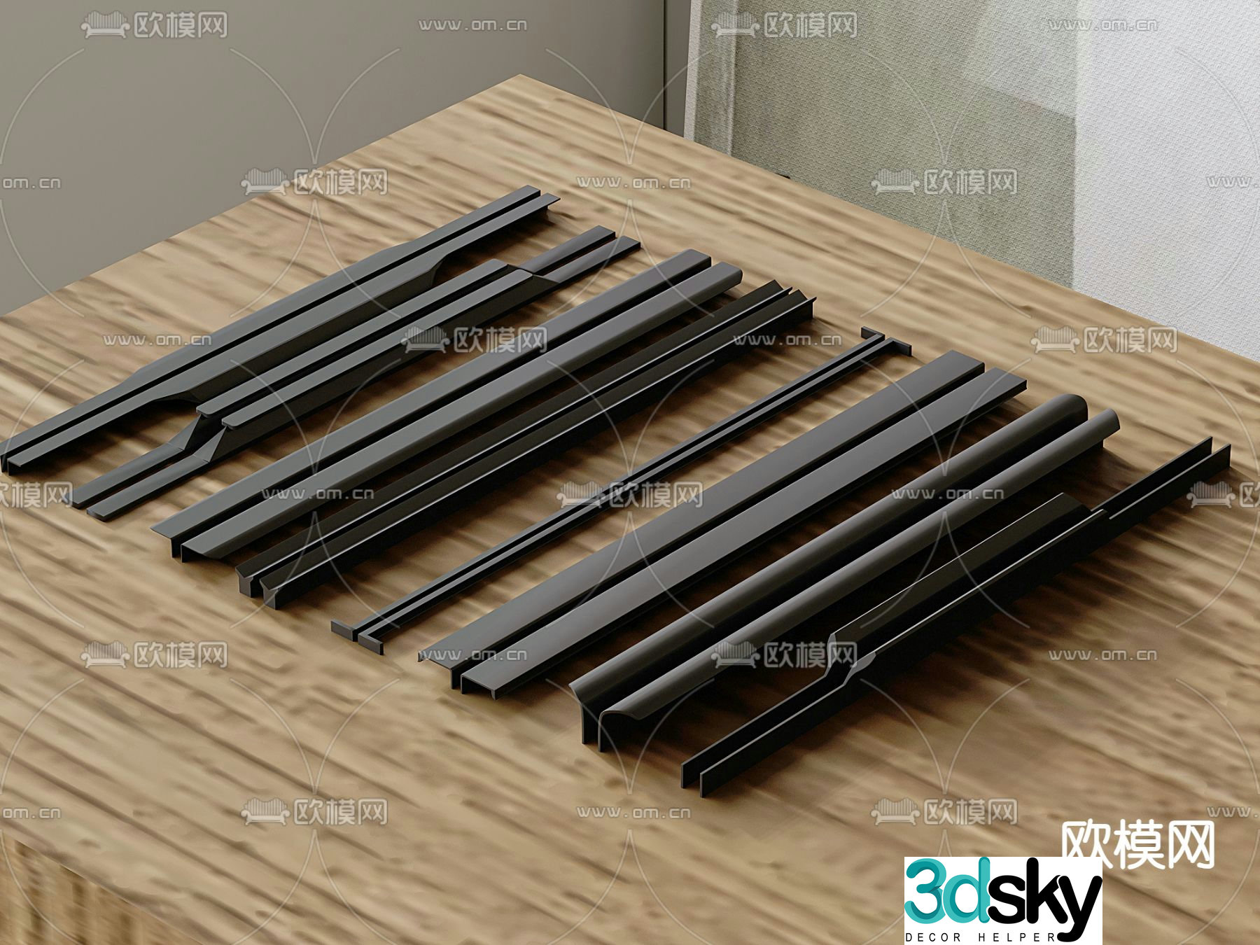 Modern door handle handle 3d model