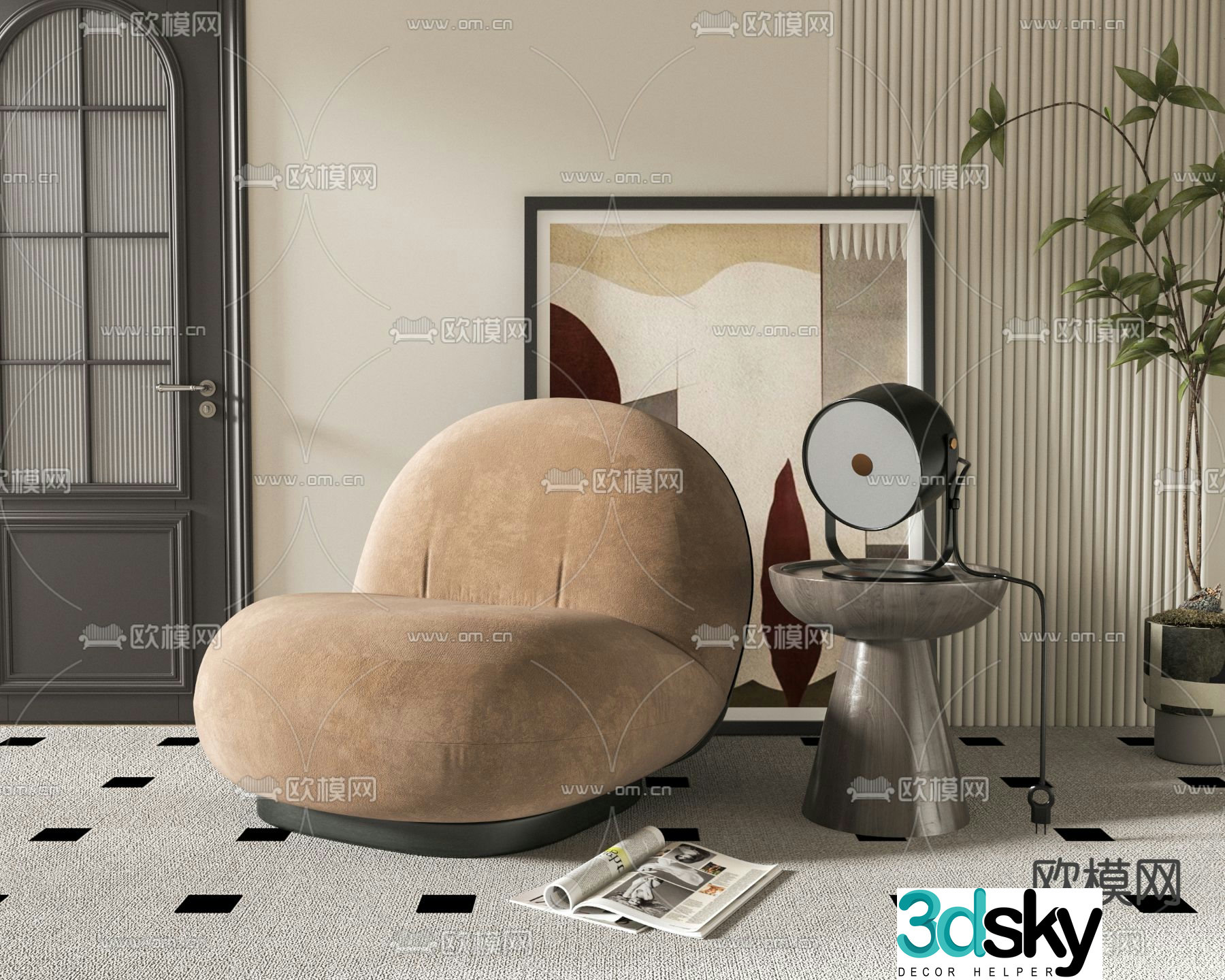 Modern single sofa 3d model