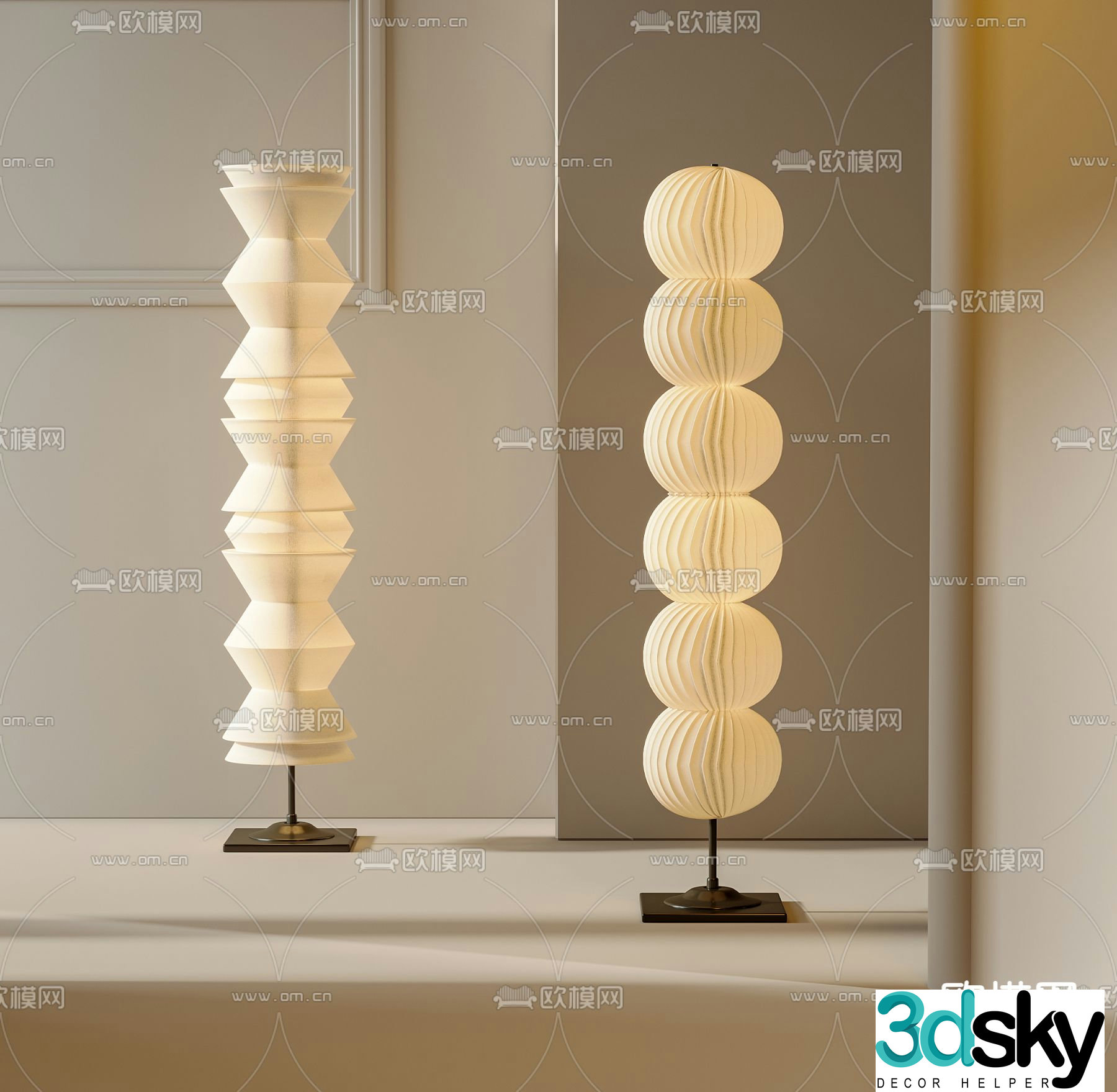 Cream style floor lamp 3d model