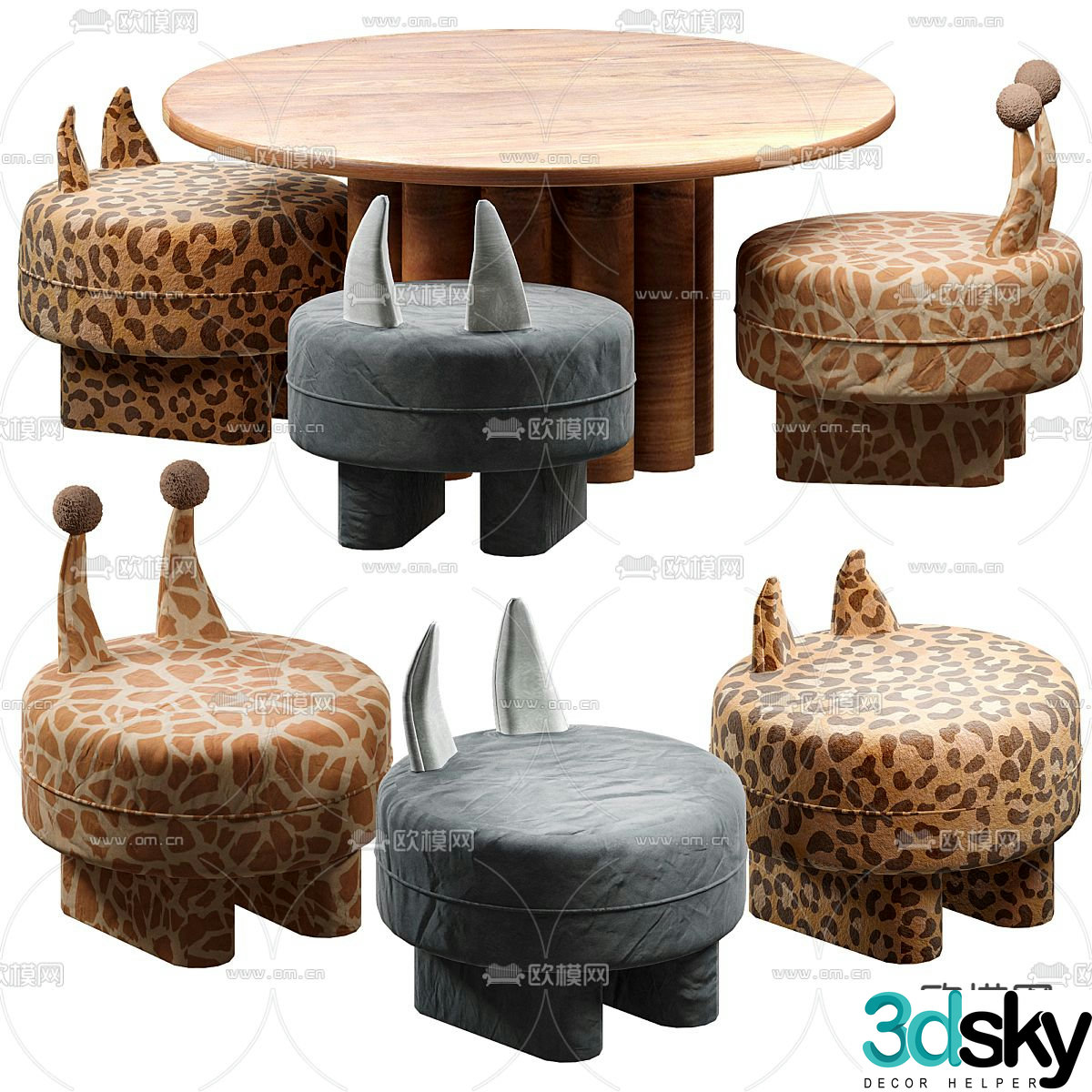 Children’s tables and chairs cartoon tables and chairs 3d model