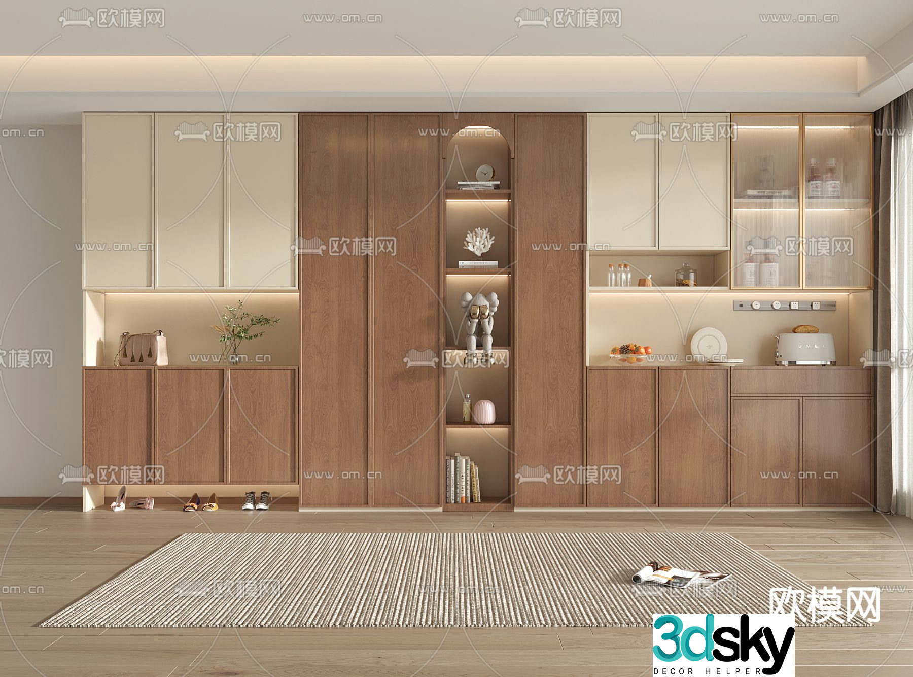 Medieval style wine cabinet shoe cabinet 3d model