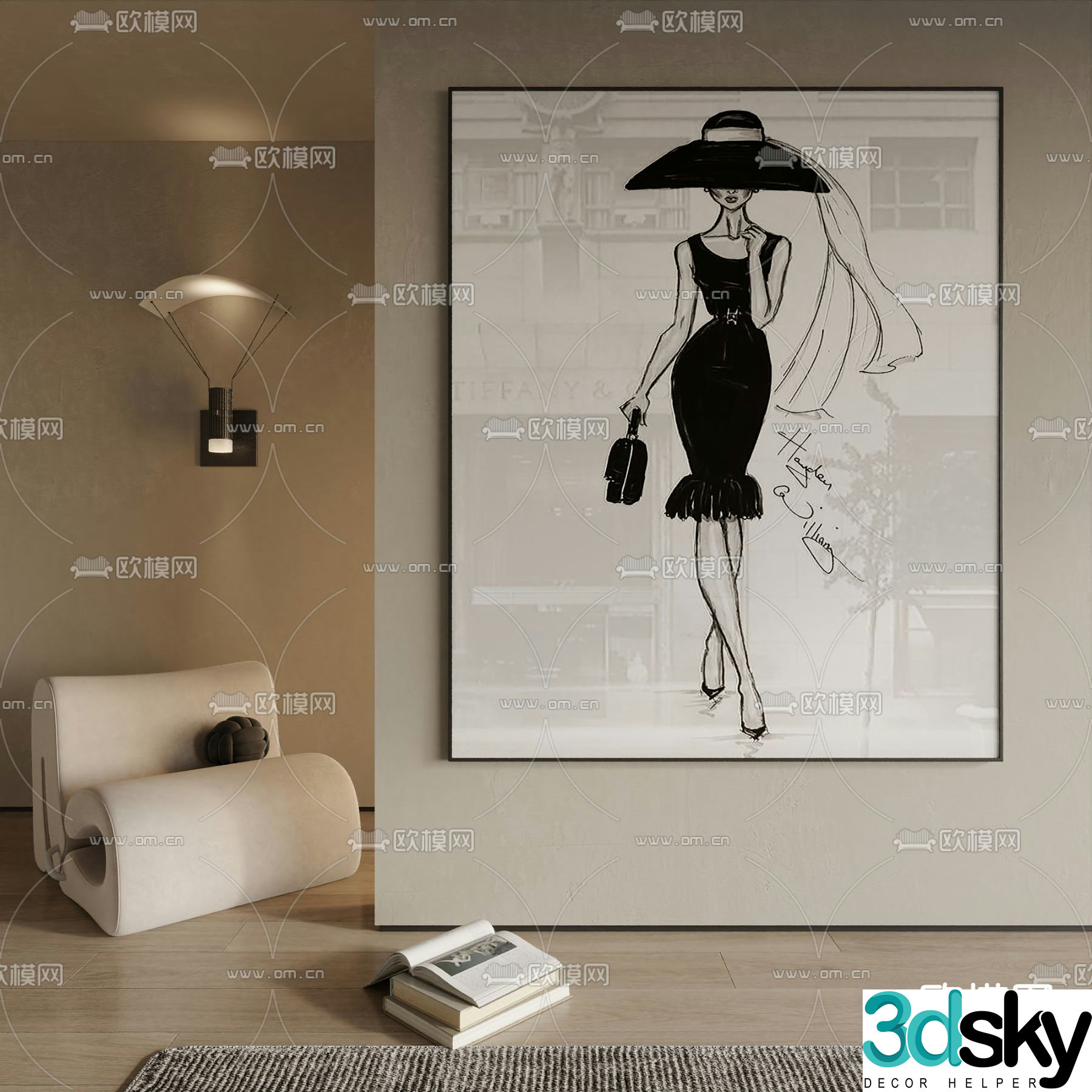 Figure painting Art painting Decorative painting 3d model