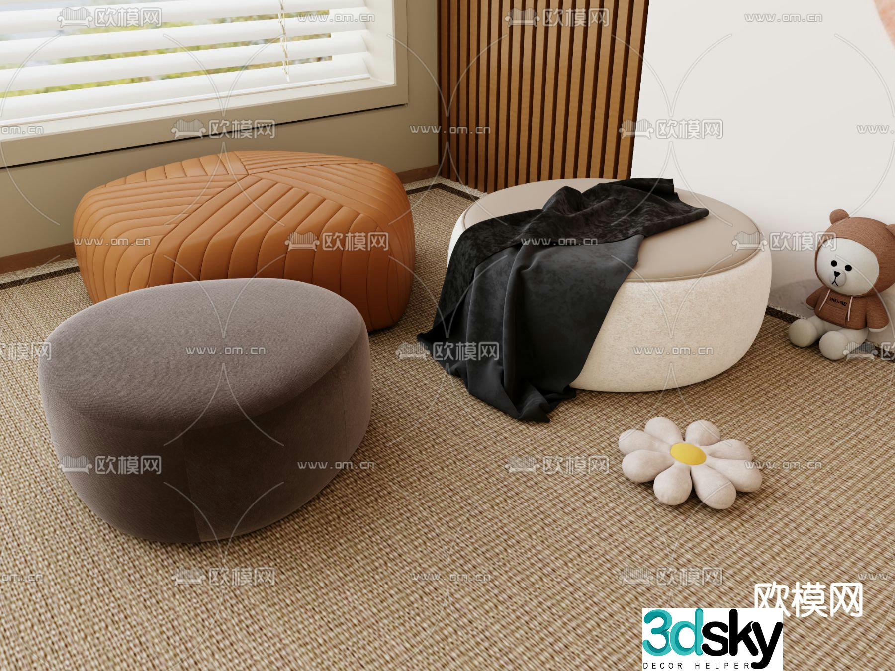 Sofa stool Sofa cushion Foot 3D model