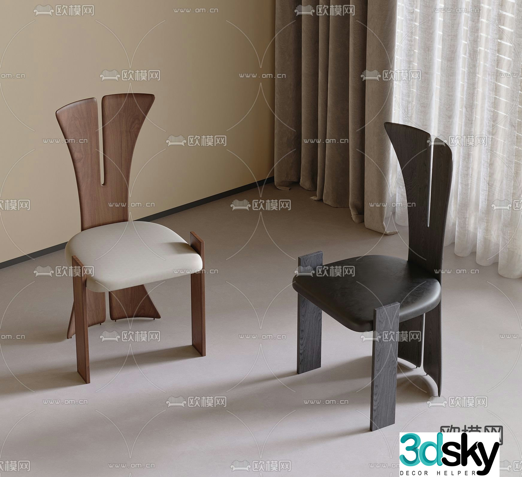 Medieval style chair dining chair 3d model
