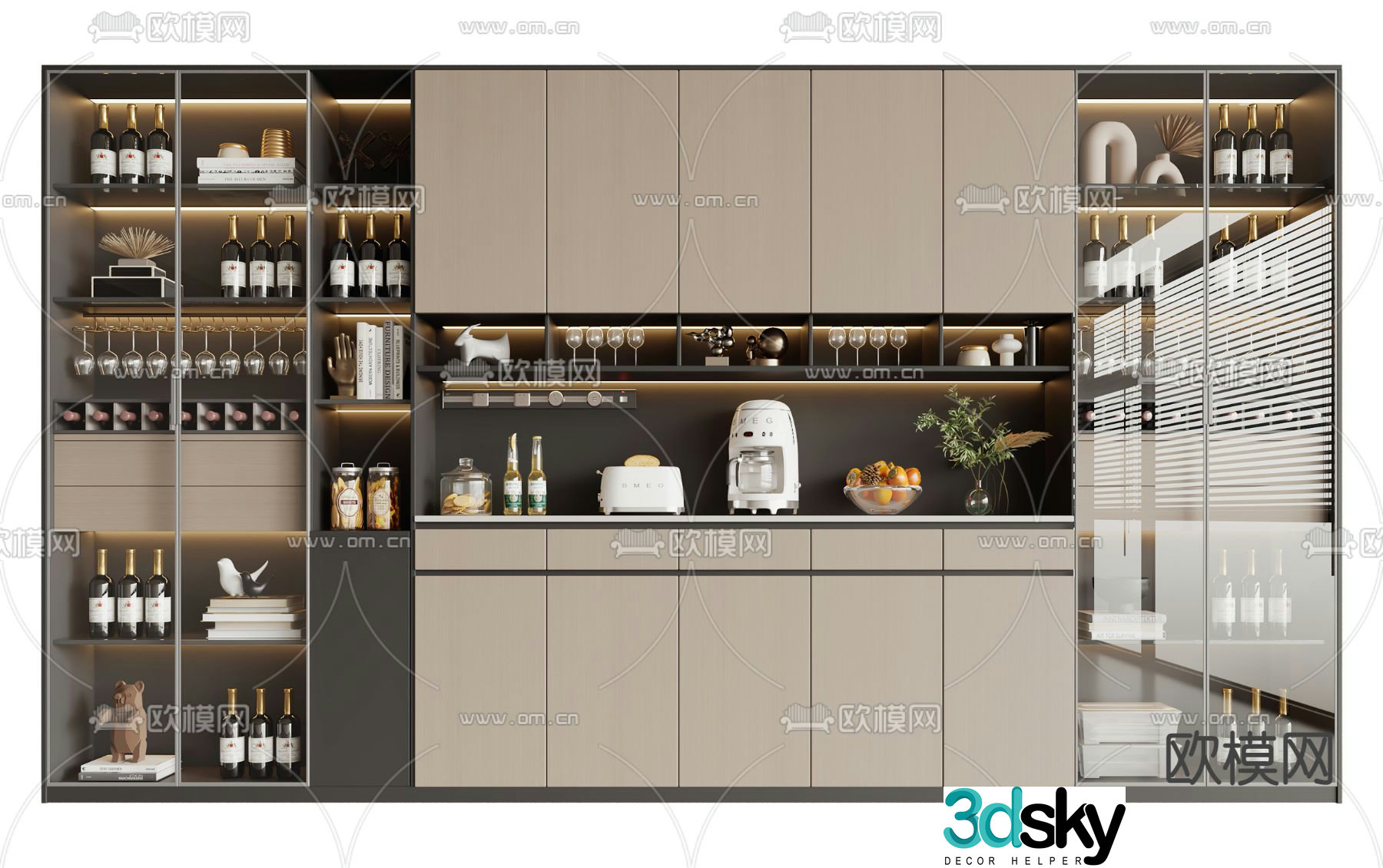 Modern wine cabinet sideboard 3d model
