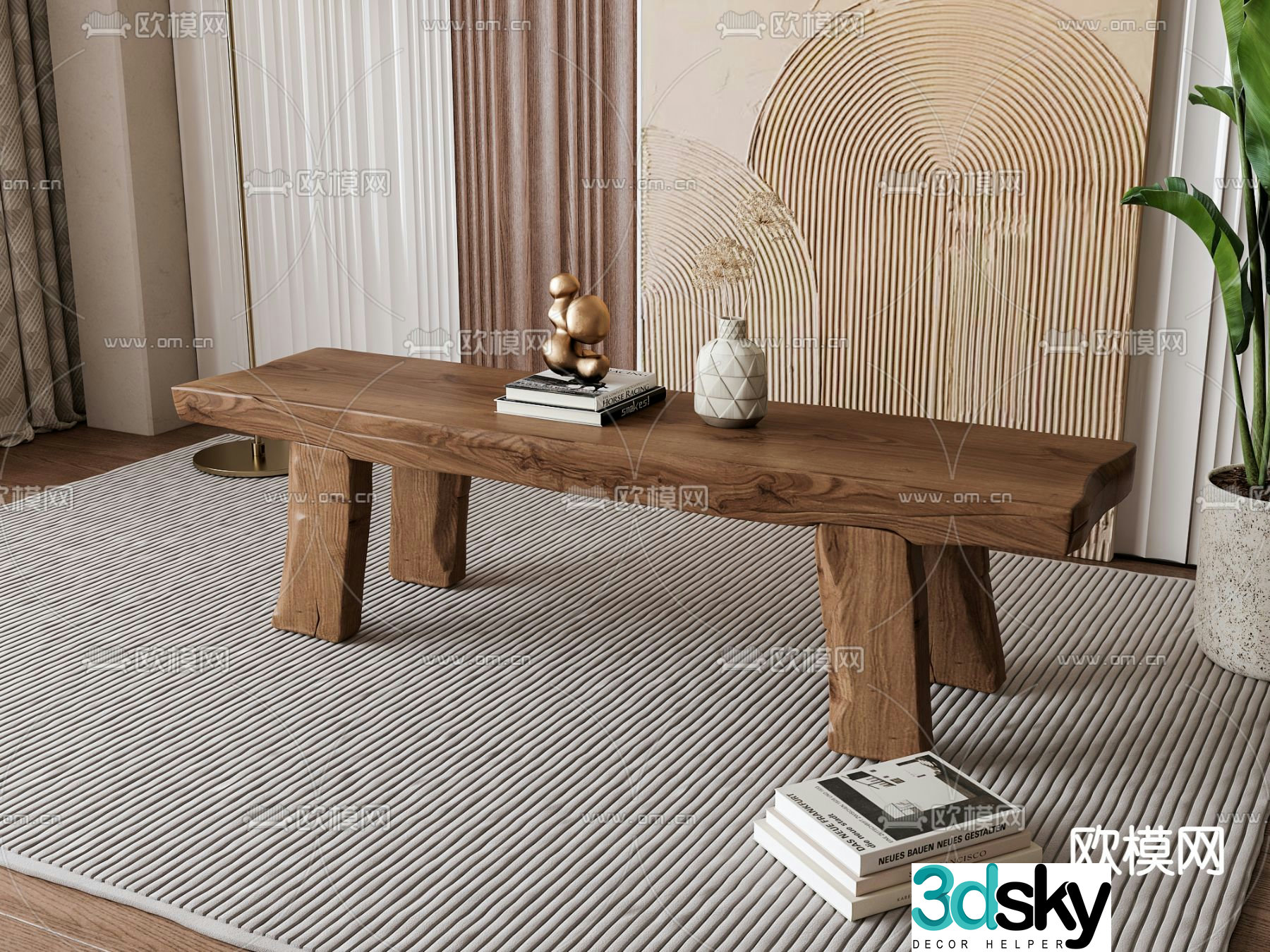 wabi-sabi stool bench bench 3d model