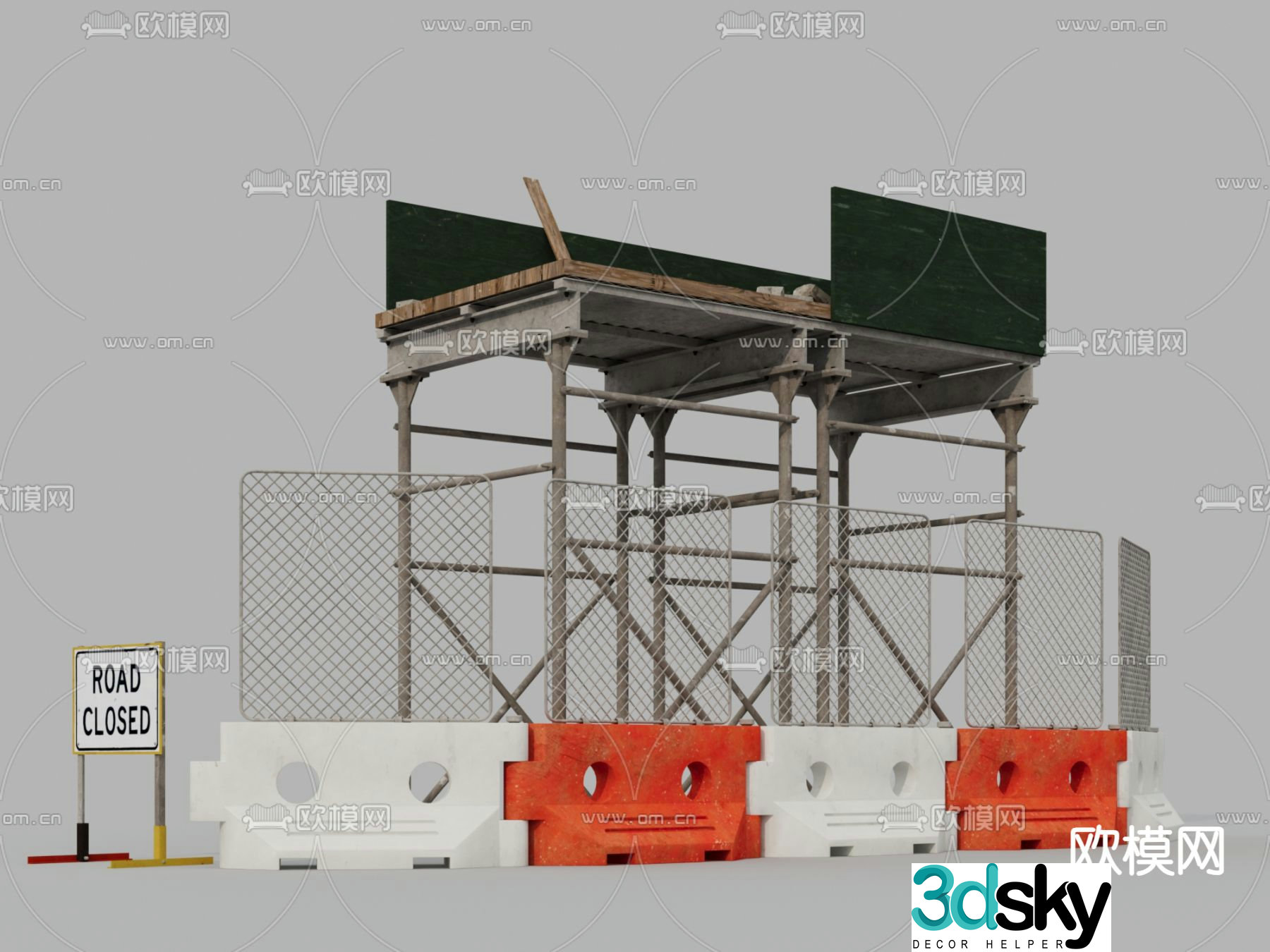 Construction equipment fence iron fence scaffolding 3d model