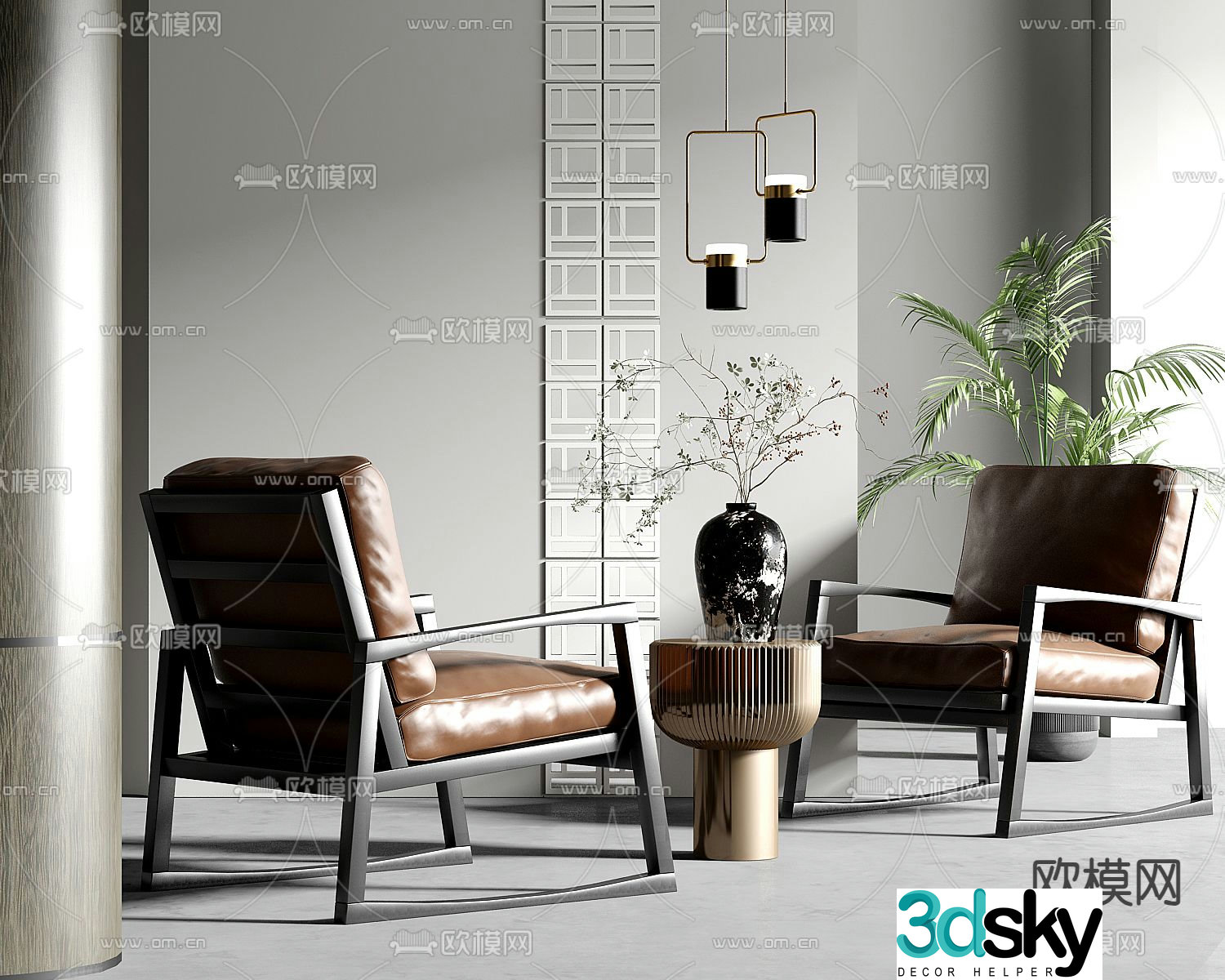 Light luxury sofa chair leisure chair side table 3d model