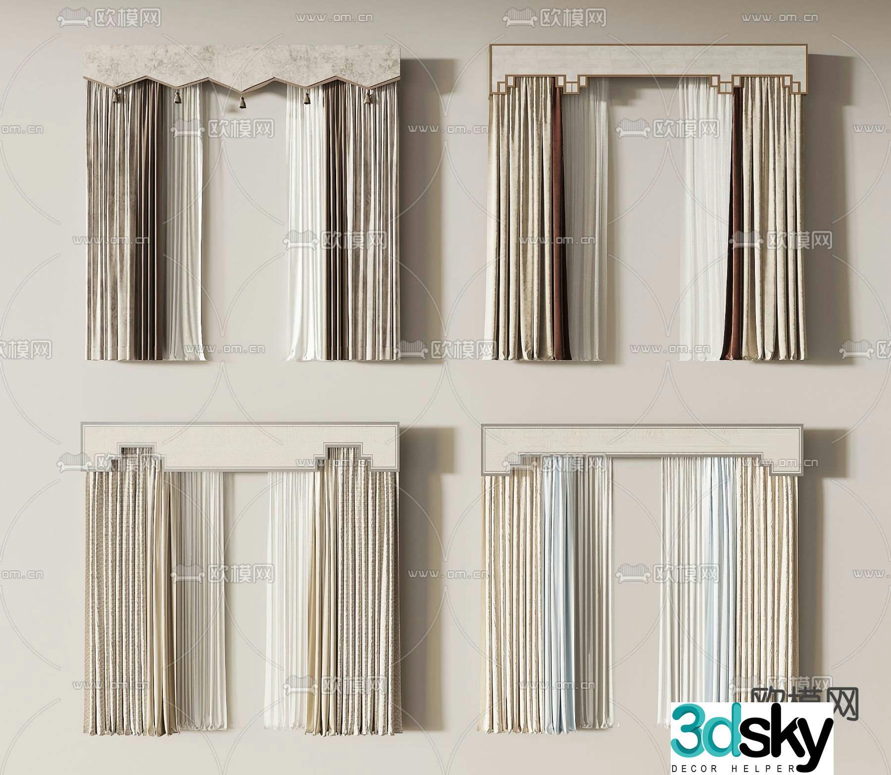 New Chinese curtains 3D model