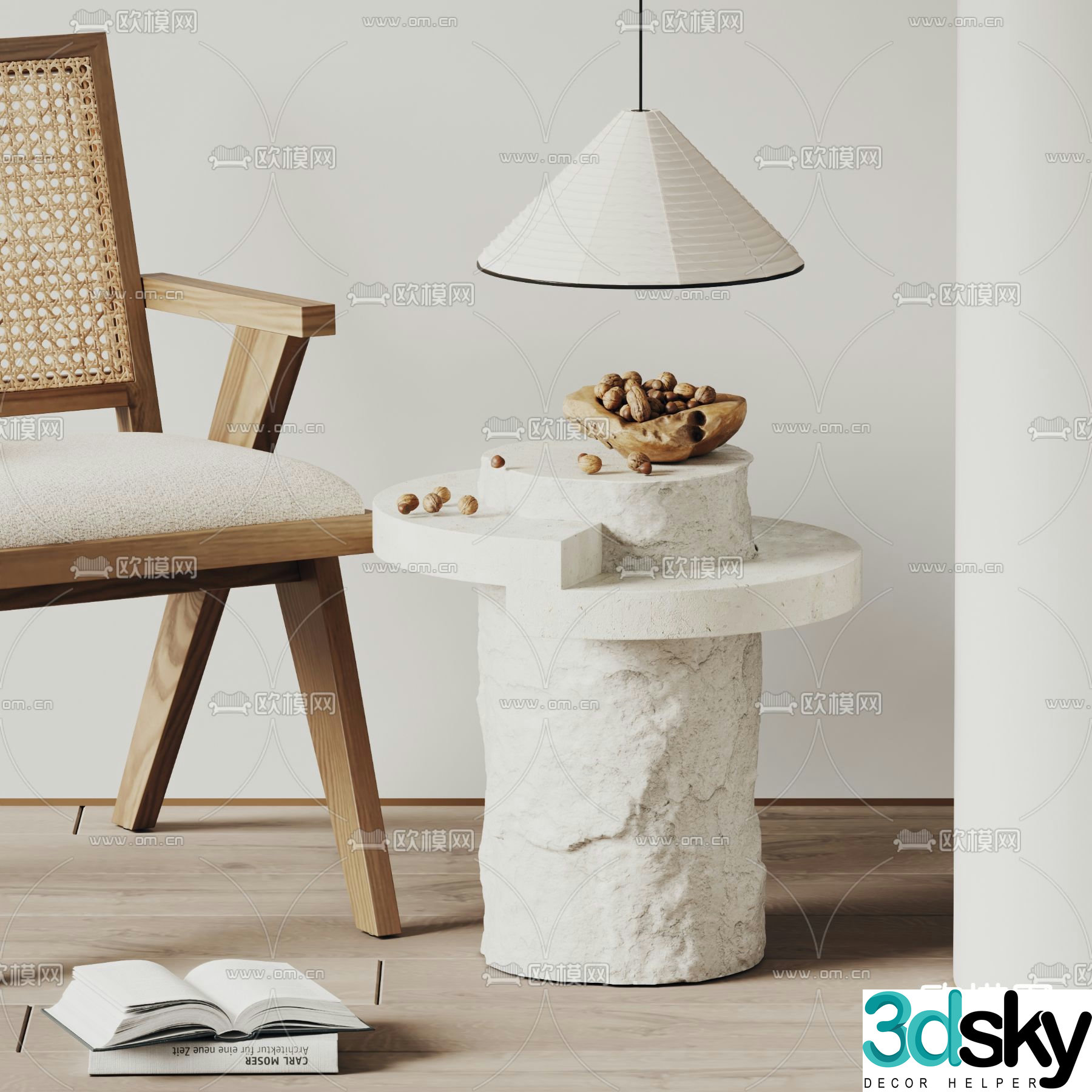 Stone side table table 3D model