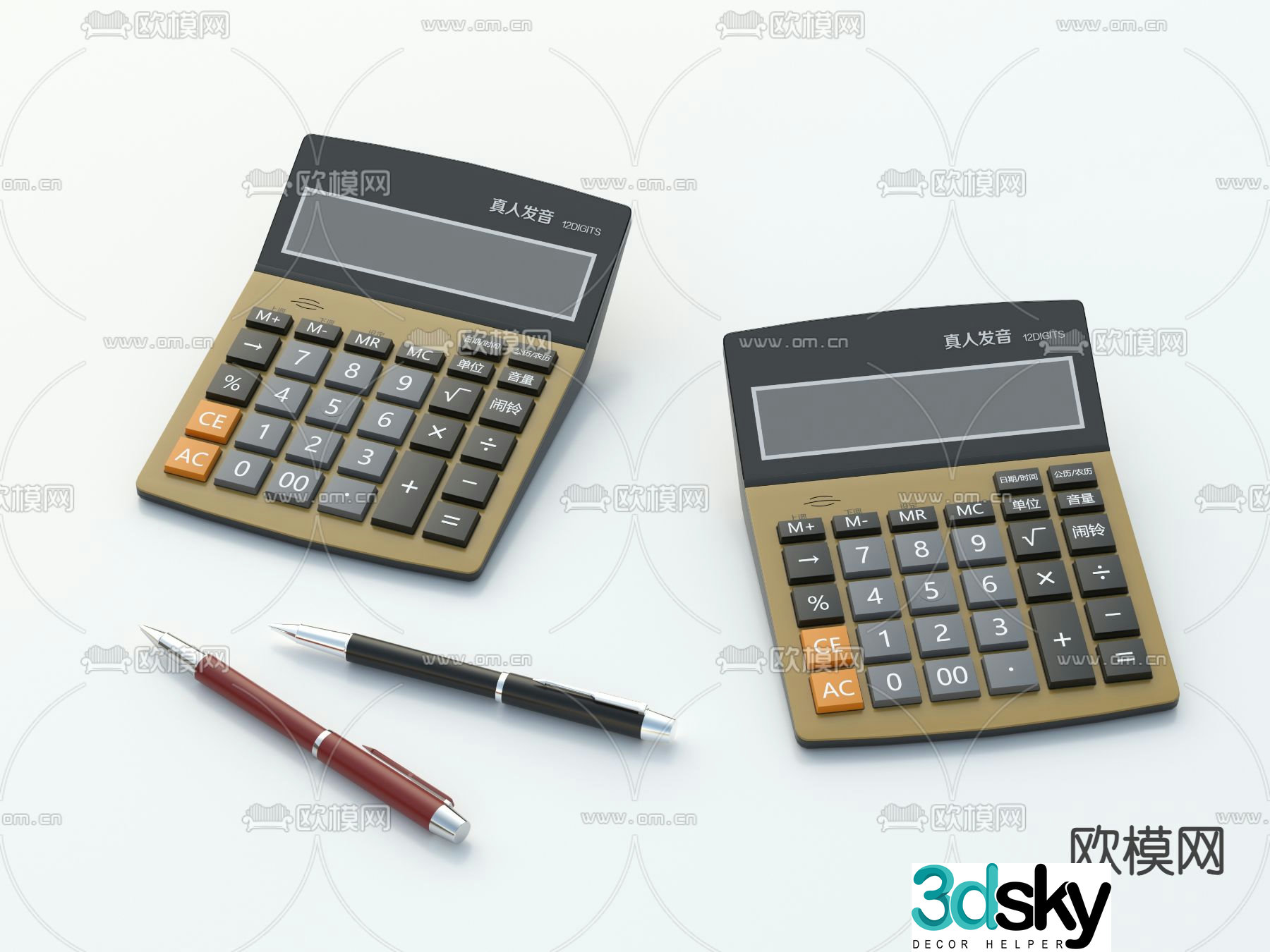 office supplies calculator computer 3d model