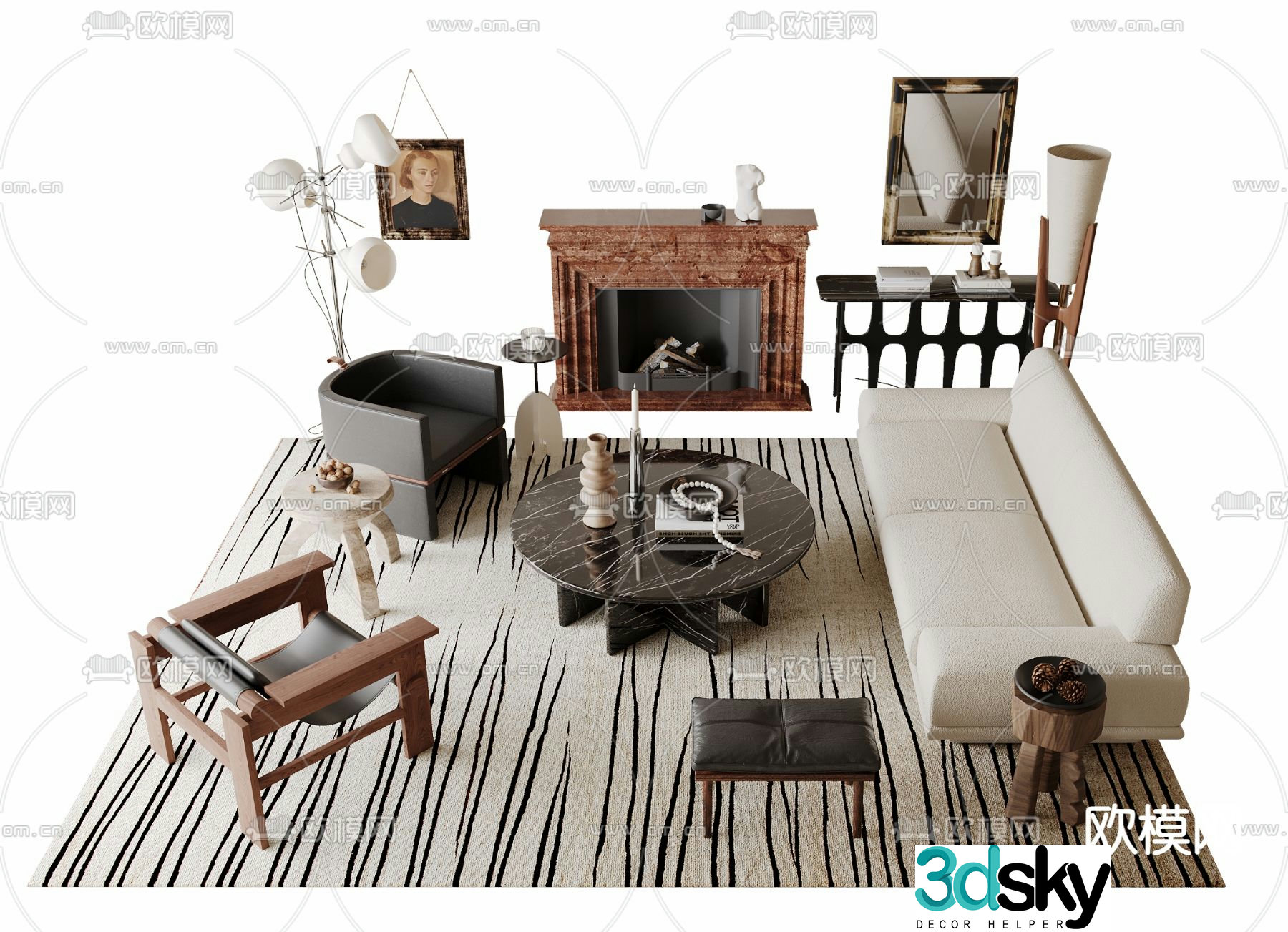 Medieval style modular sofa 3D model