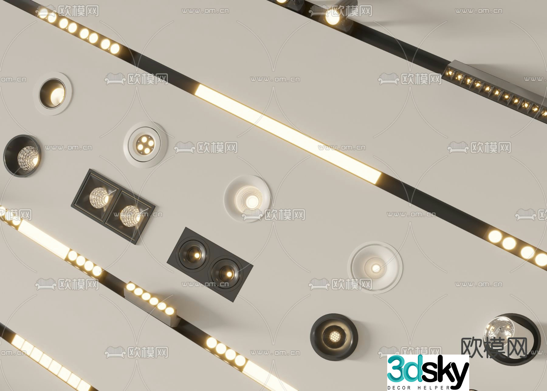 Magnetic lamp downlight spotlight track lamp 3d model