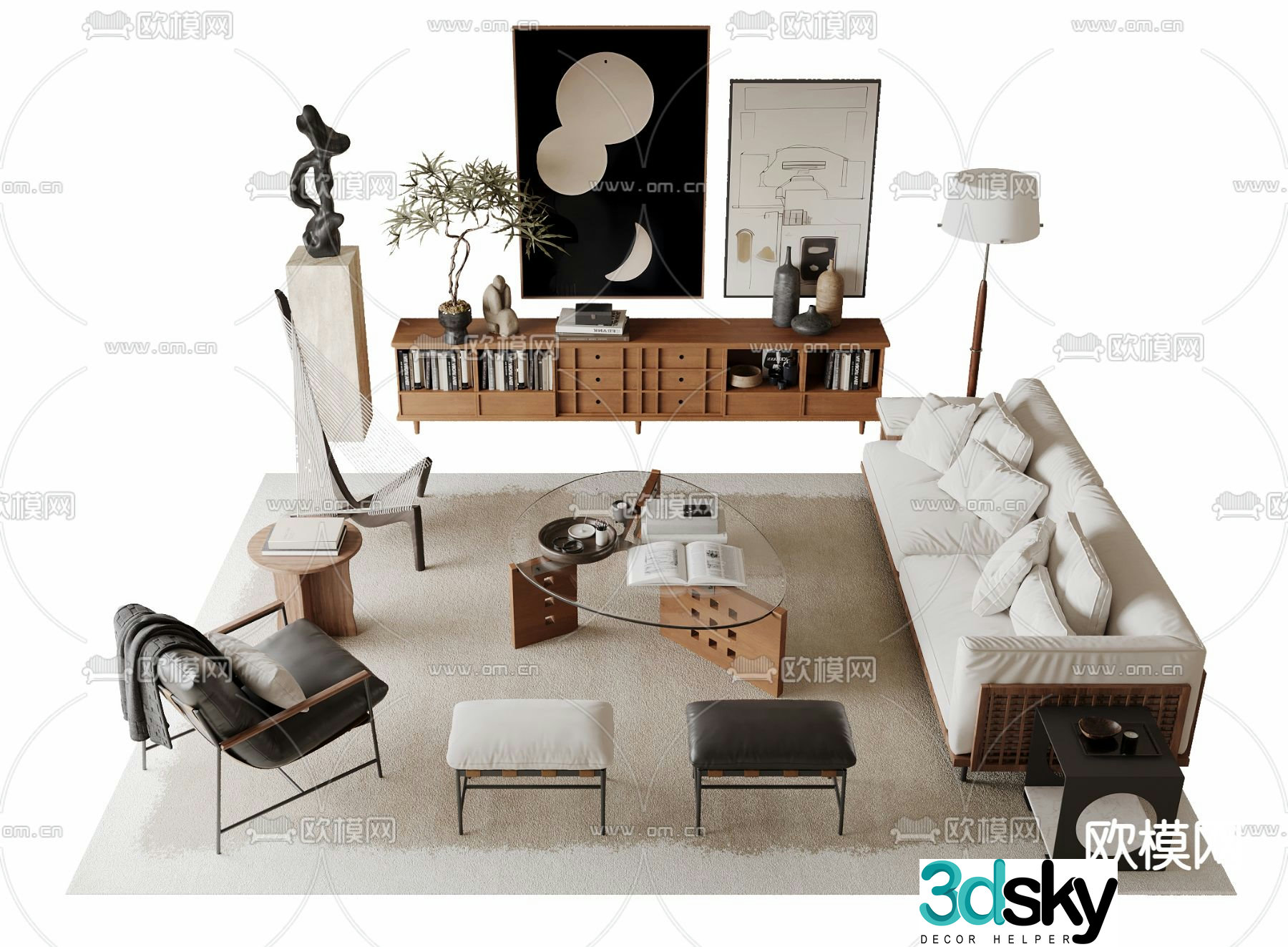 Medieval style modular sofa 3D model