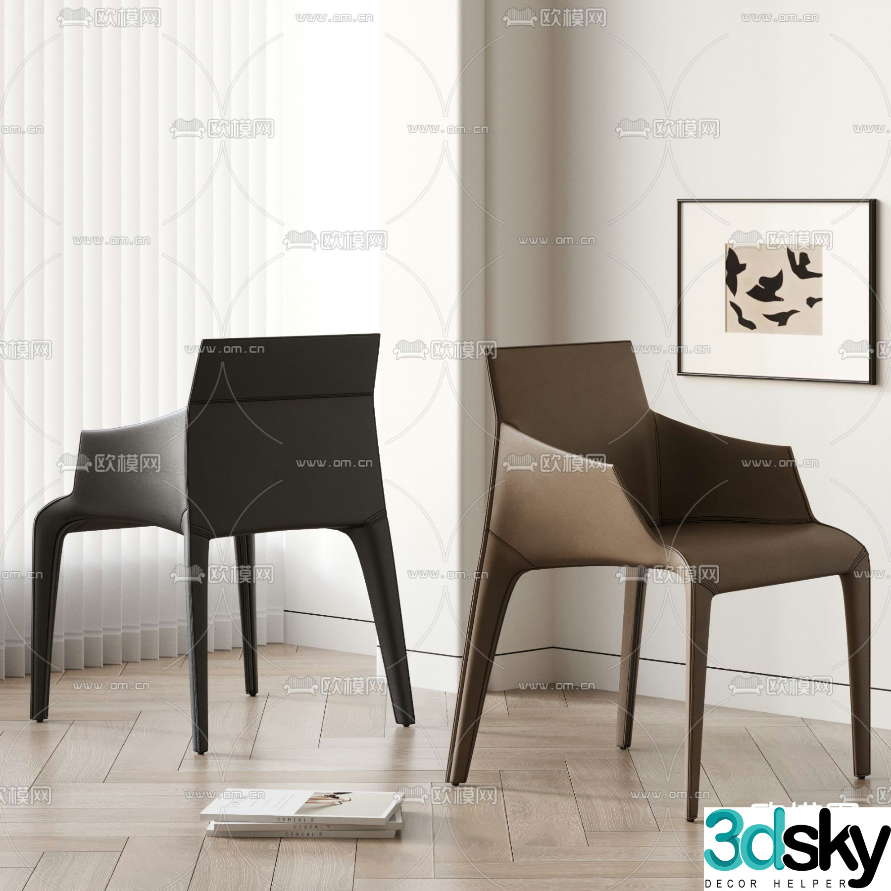 leather chair dining chair 3d model