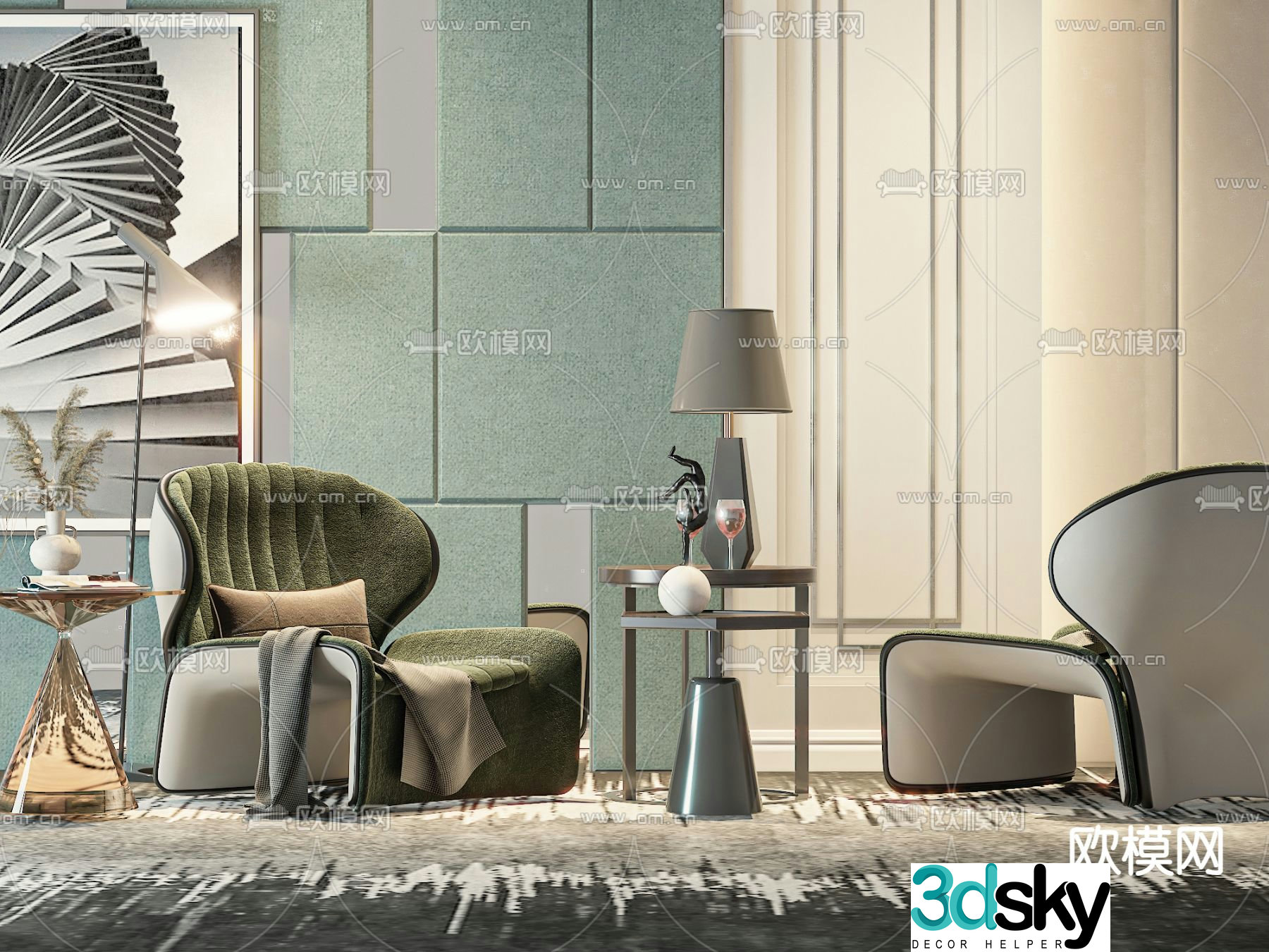 Modern sofa chair leisure chair 3d model