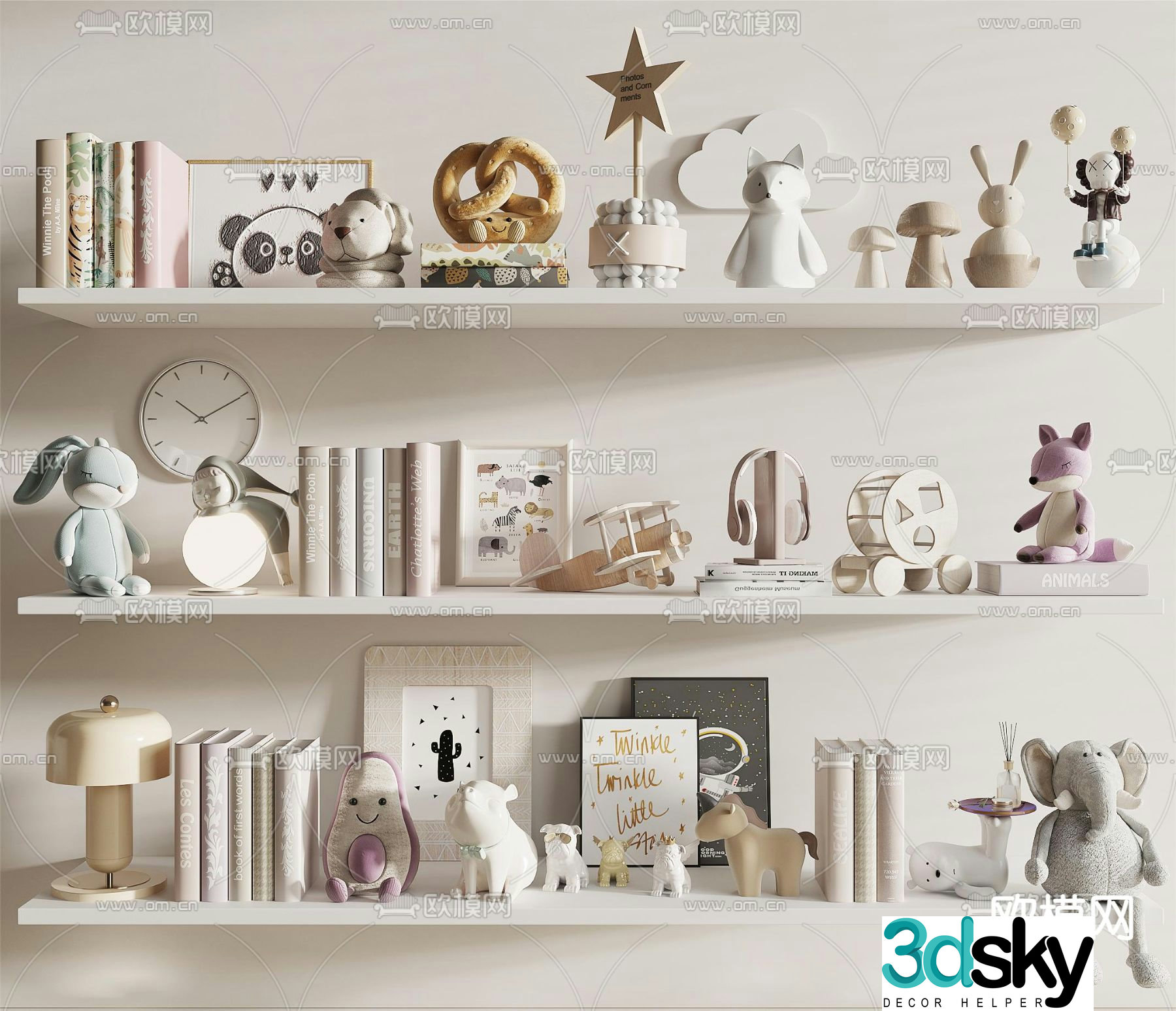 Children’s ornaments books dolls toys 3d model
