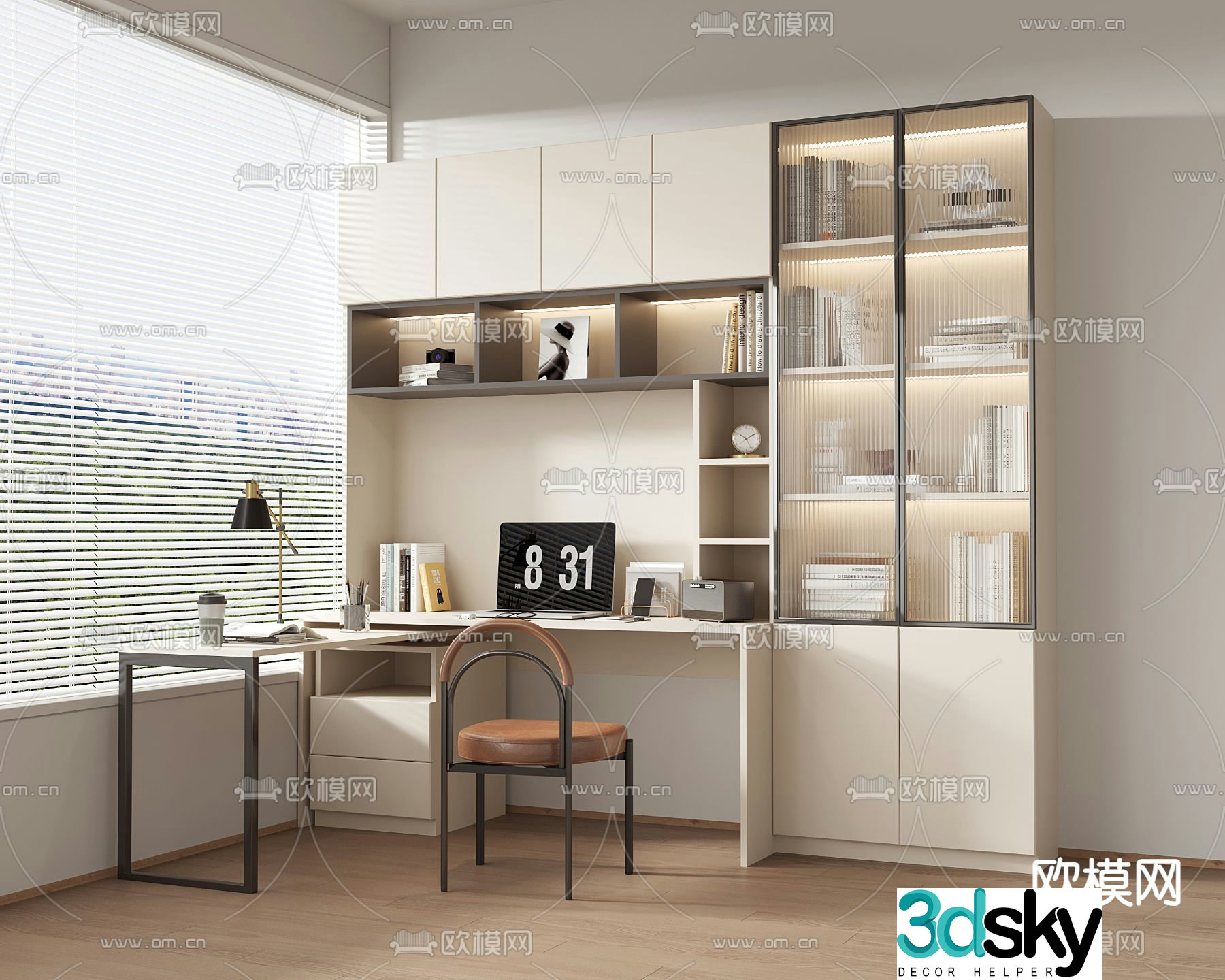 Modern desk computer desk study table 3d model