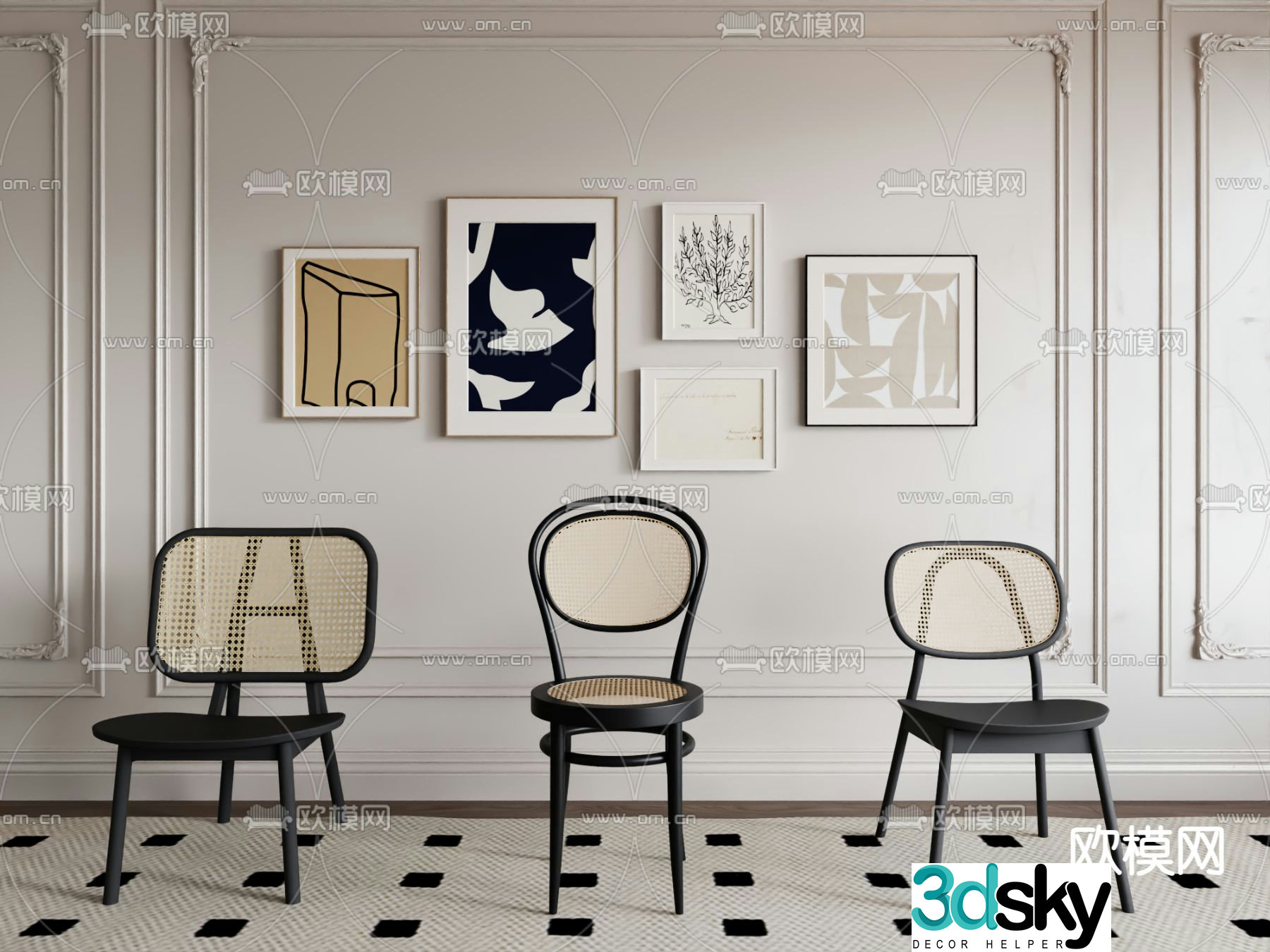 rattan chair dining chair 3d model