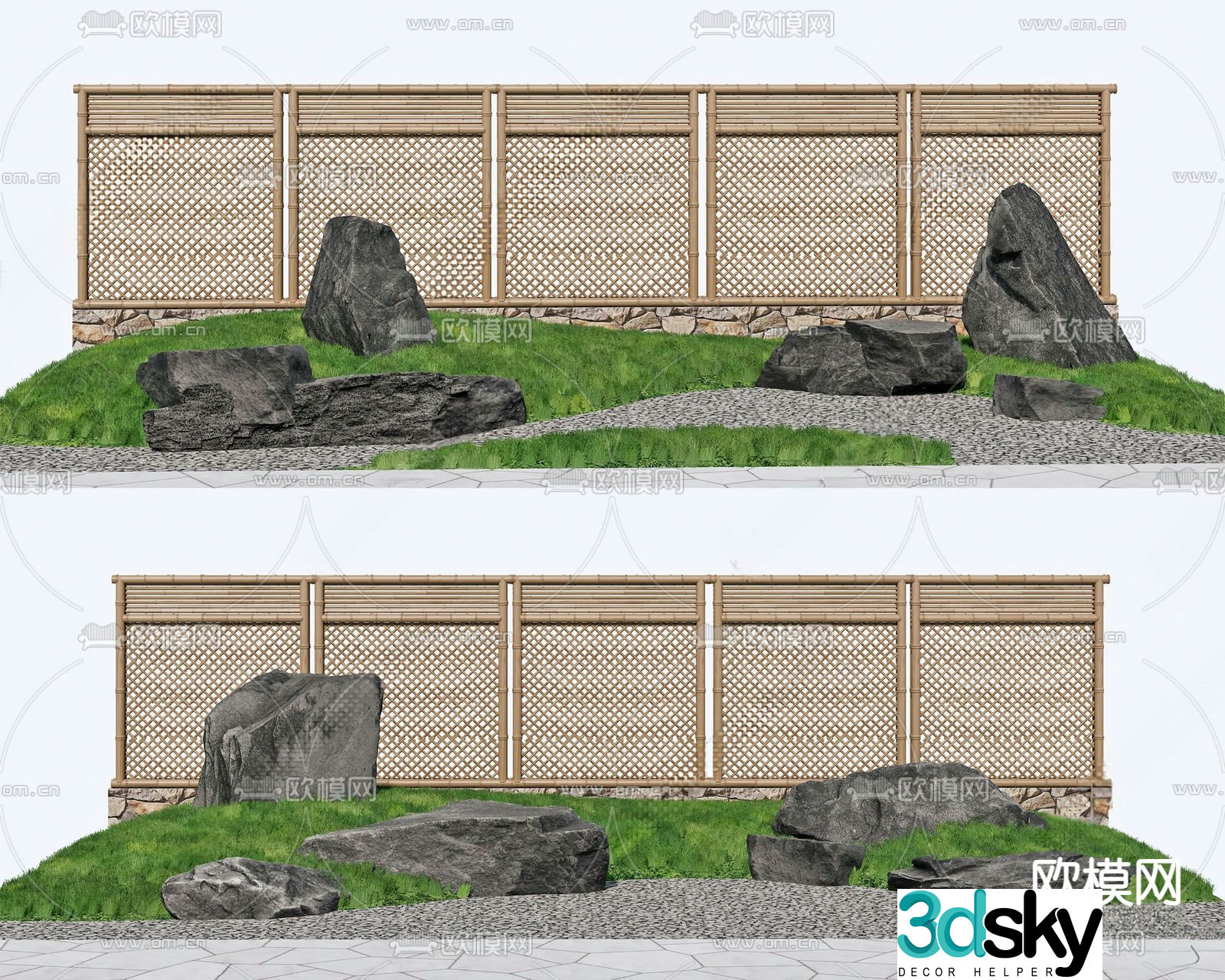 Rockery landscape stone black mountain stone courtyard landscape stone 3D model