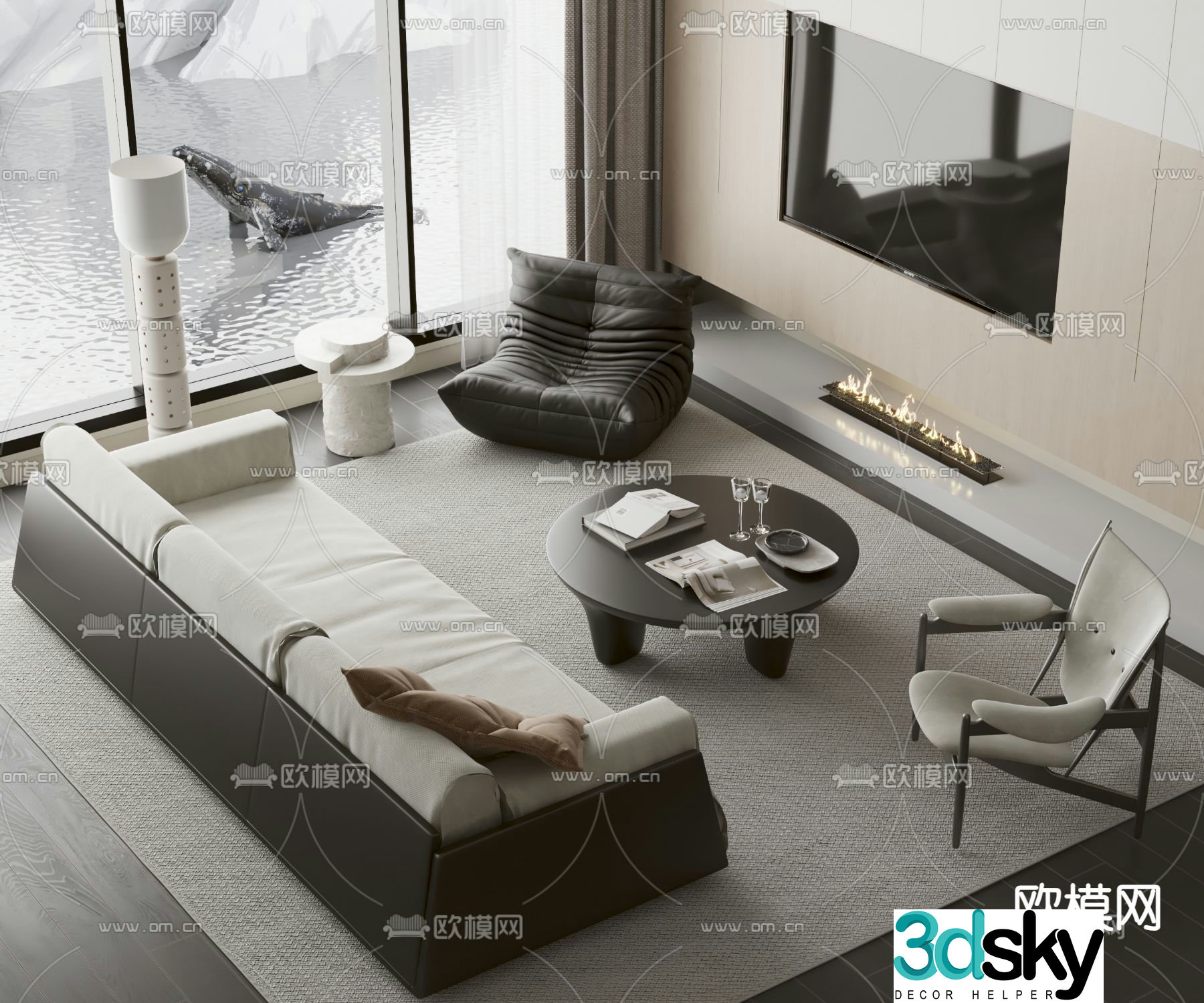 Modern sectional sofa 3d model