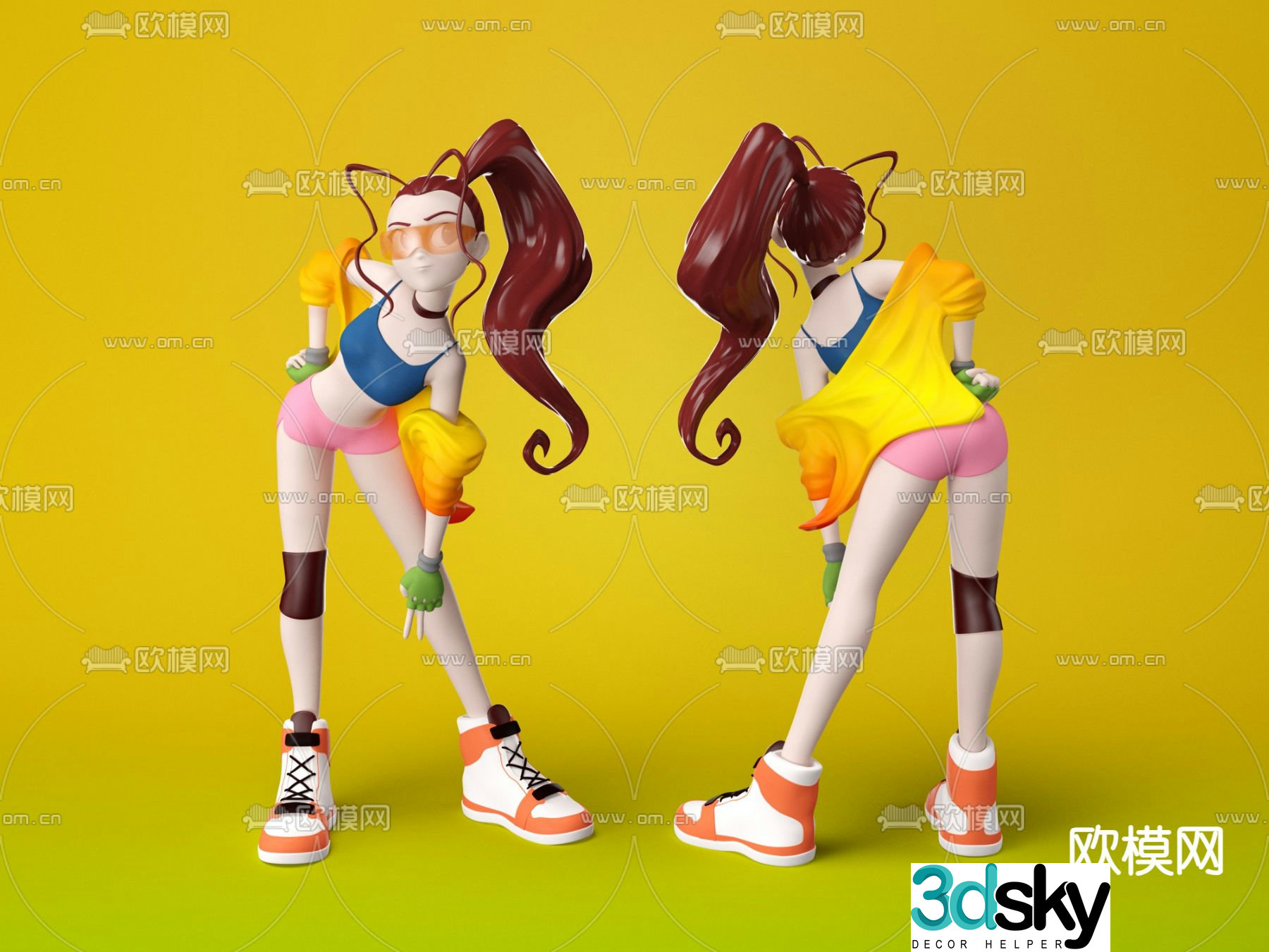 Cartoon girl beautiful girl figure 3d model