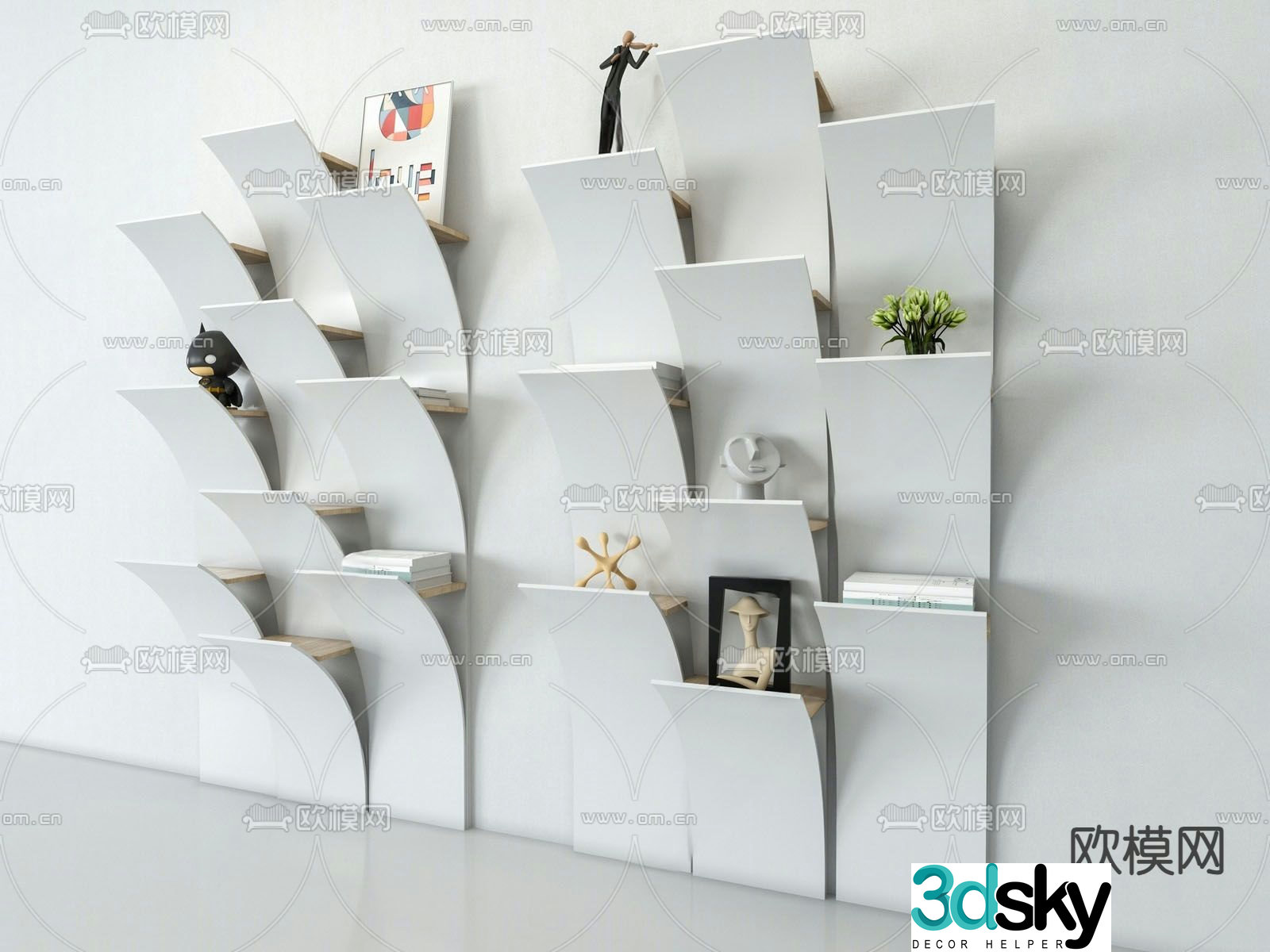 Creative bookshelf storage rack 3d model