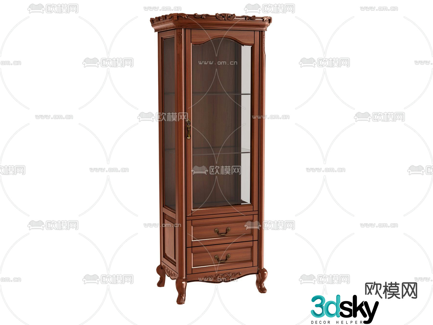 European-style bookcase single foyer cabinet 3D model