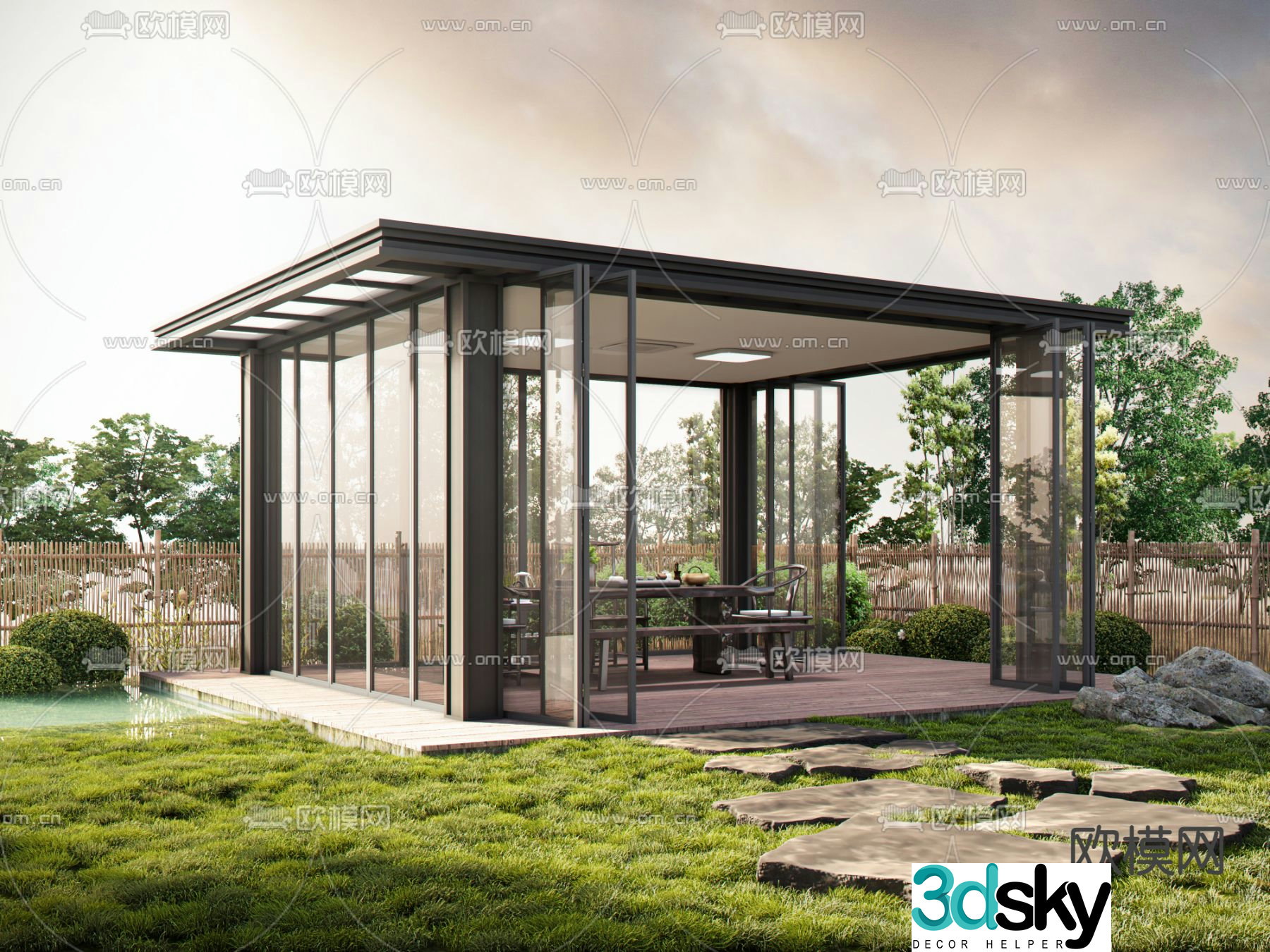 Garden pavilion garden landscape 3d model