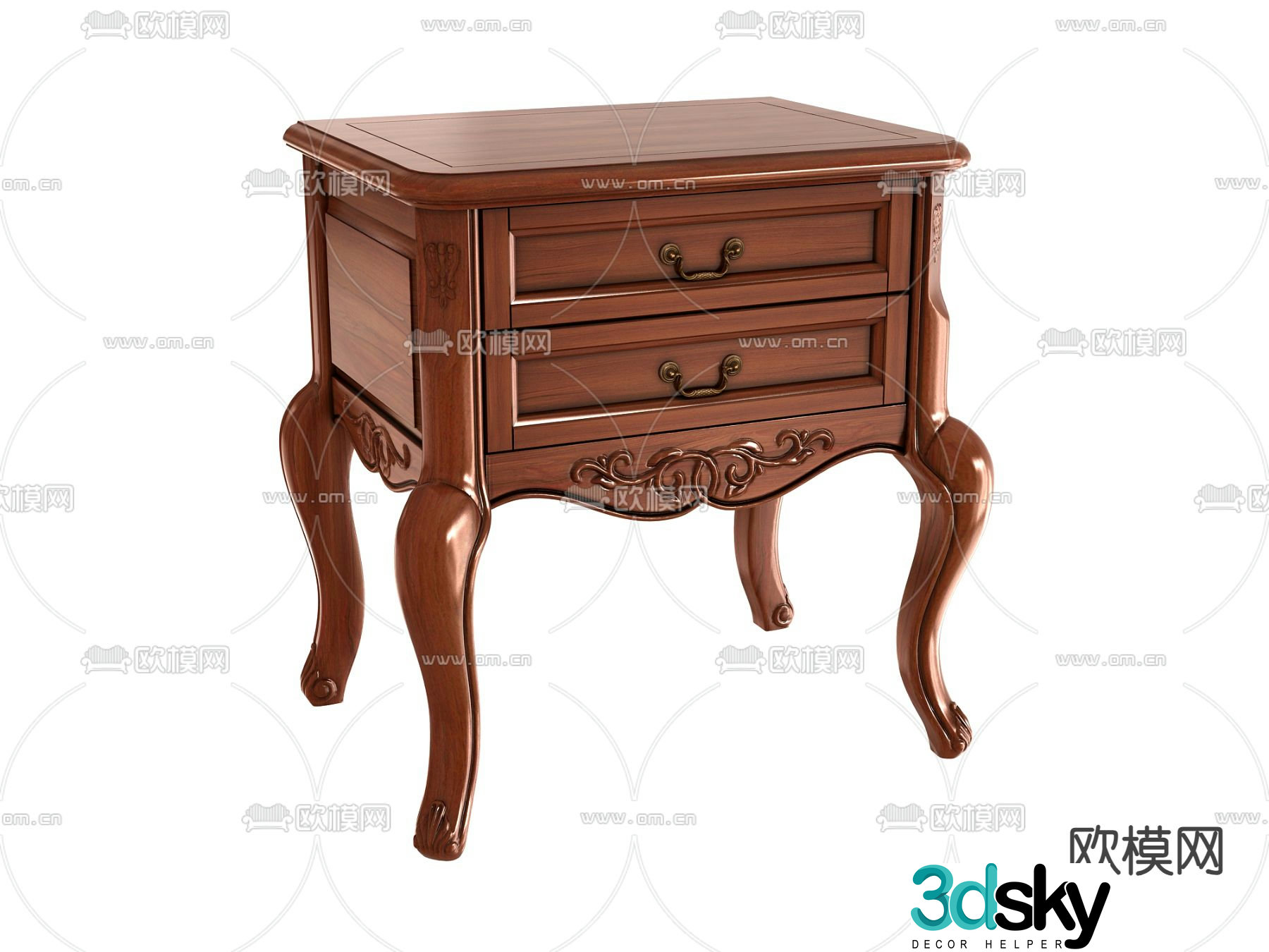 European style bedside table 3d model